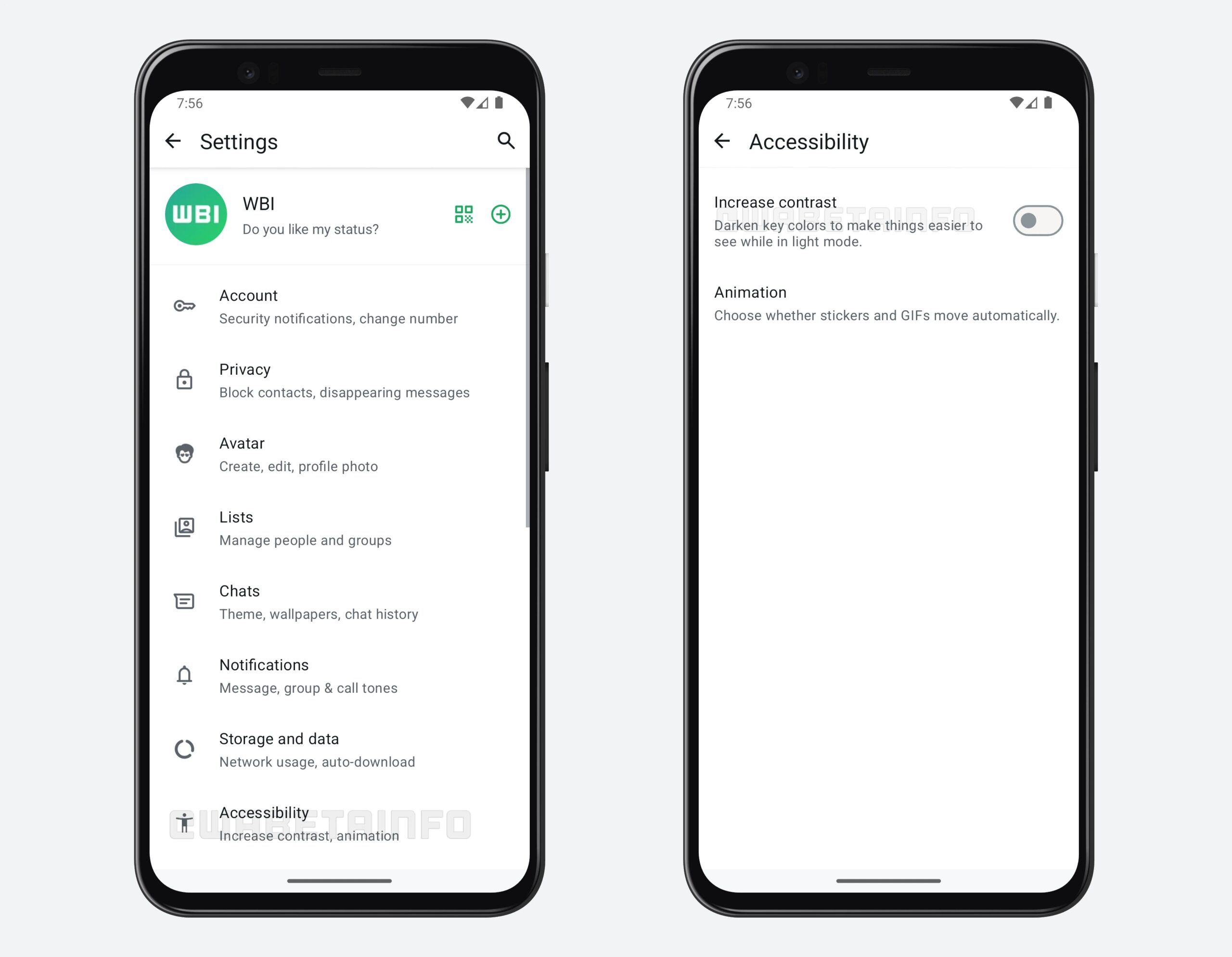 WhatsApp Beta 2.25.18.20 - Aumenta contrasto WBI