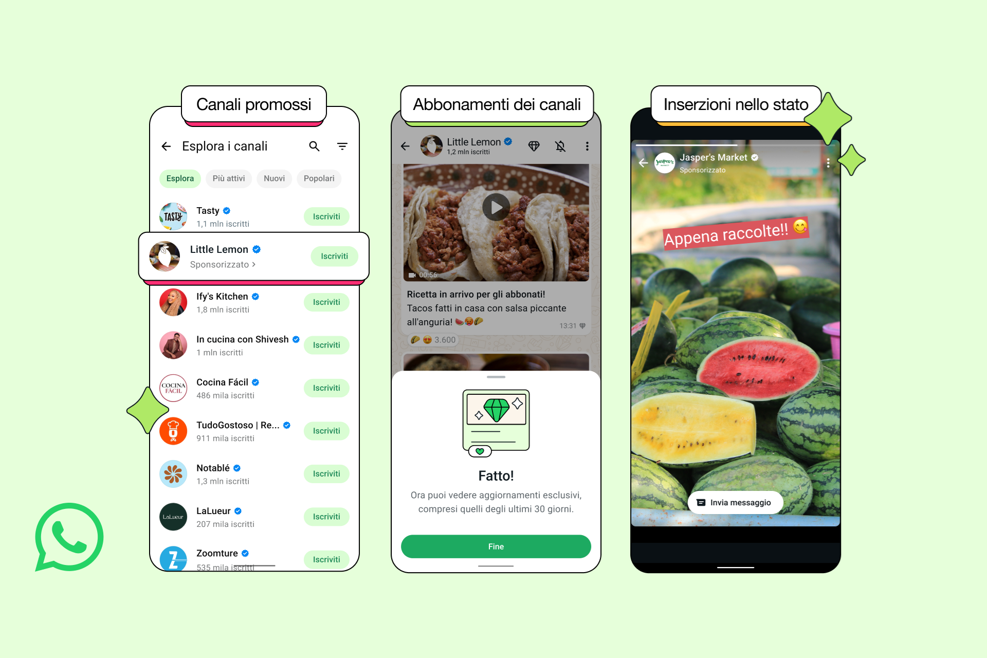 WhatsApp - Novità tab Aggiornamenti Canali Stato