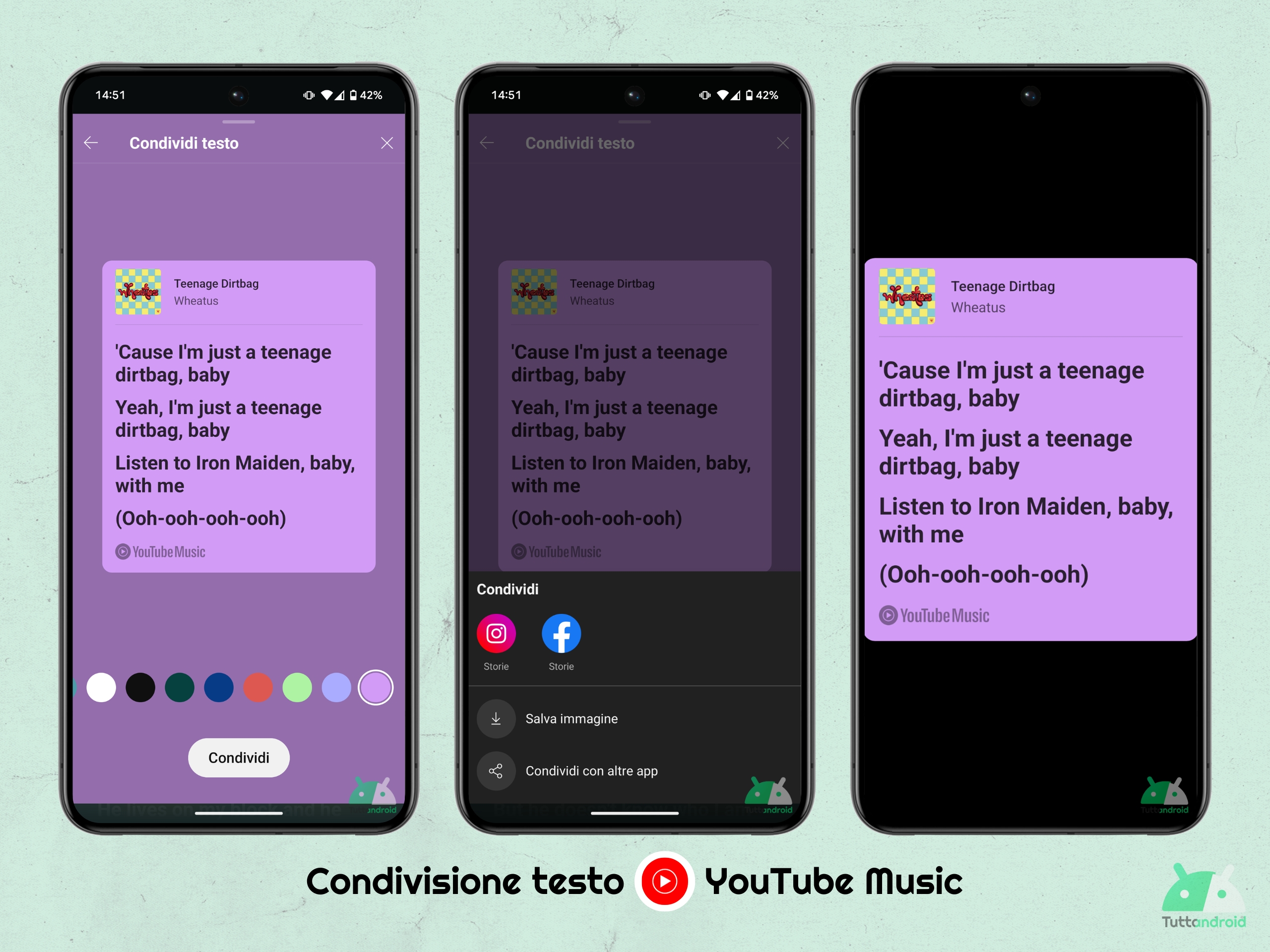 YouTube Music v8.23.51 - Condivisione testi