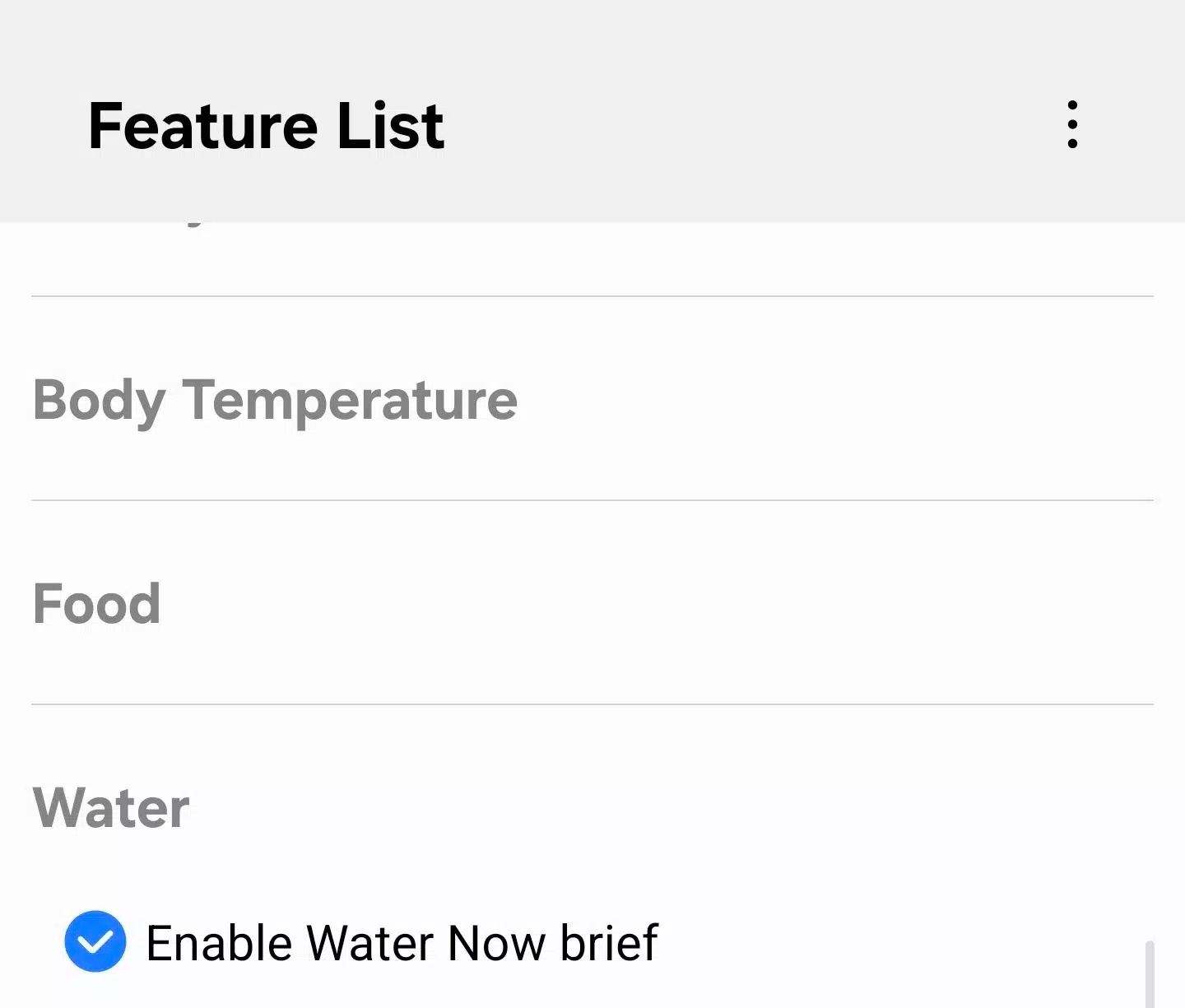samsung now brief monitoraggio assunzione acqua