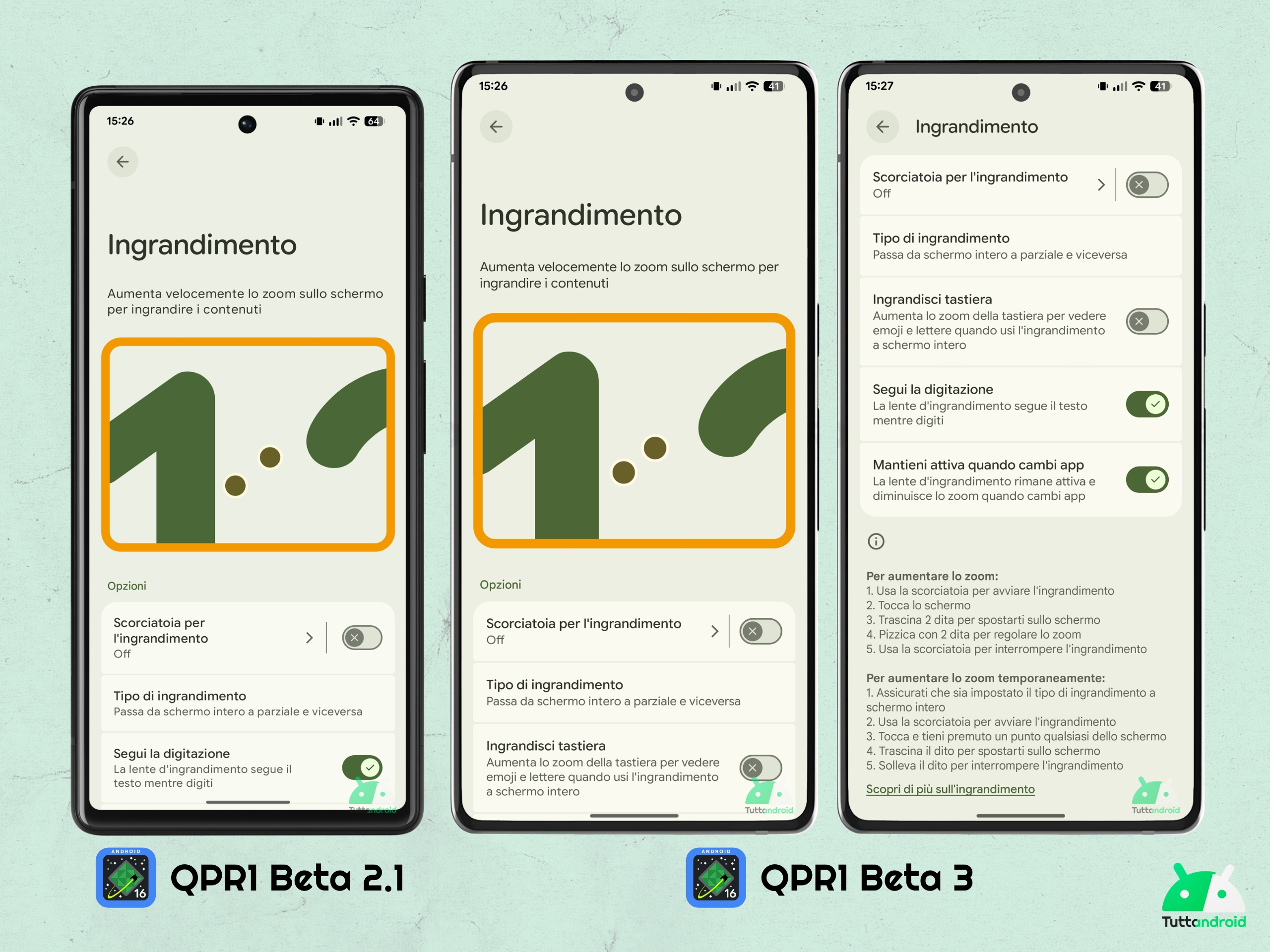 Android 16 QPR1 - Beta 3 - Impostazioni - Accessibilità - Ingrandimento tastiera