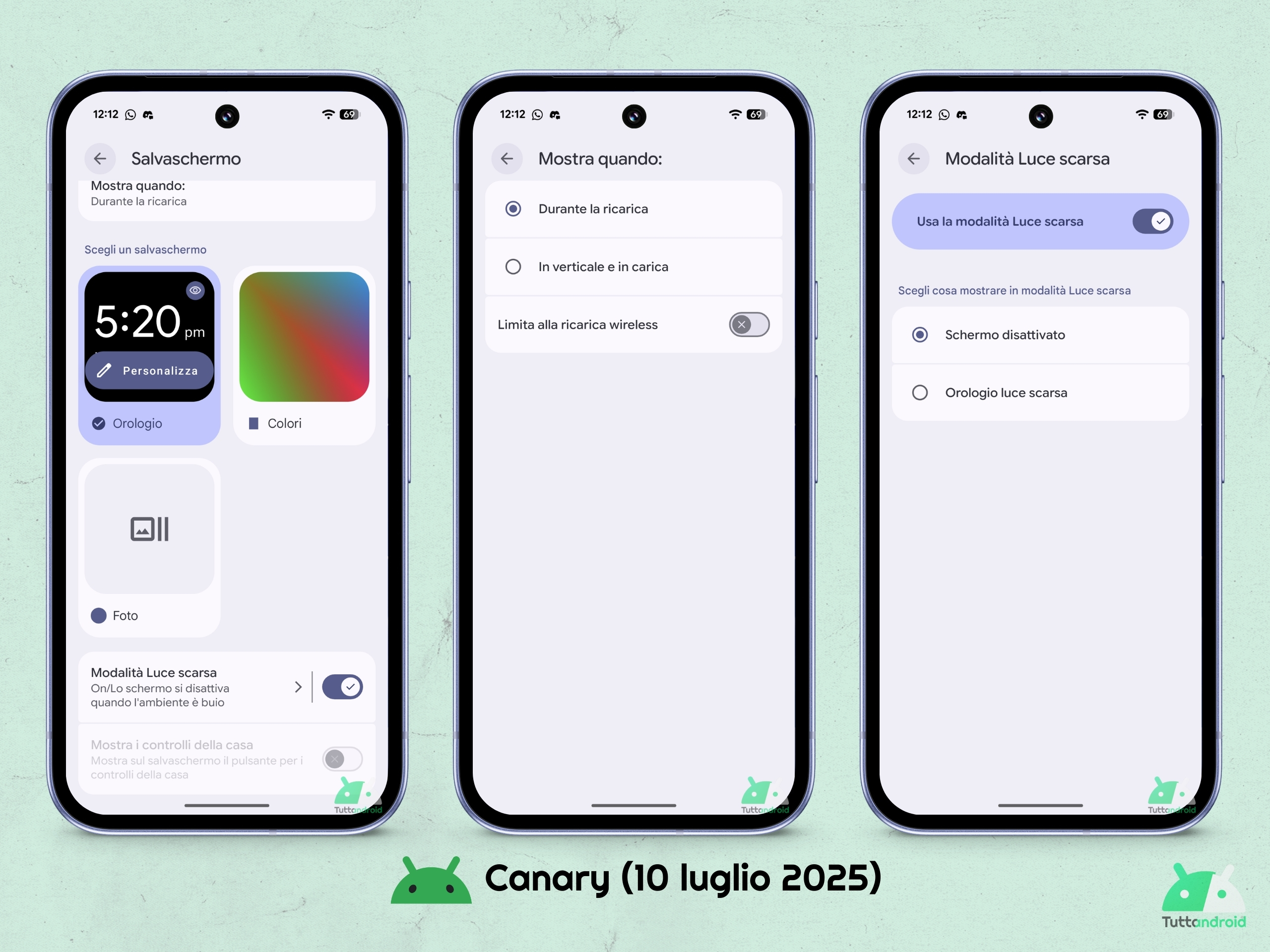Android CANARY 20250710 - Impostazioni - Display e tocco - Salvaschermo