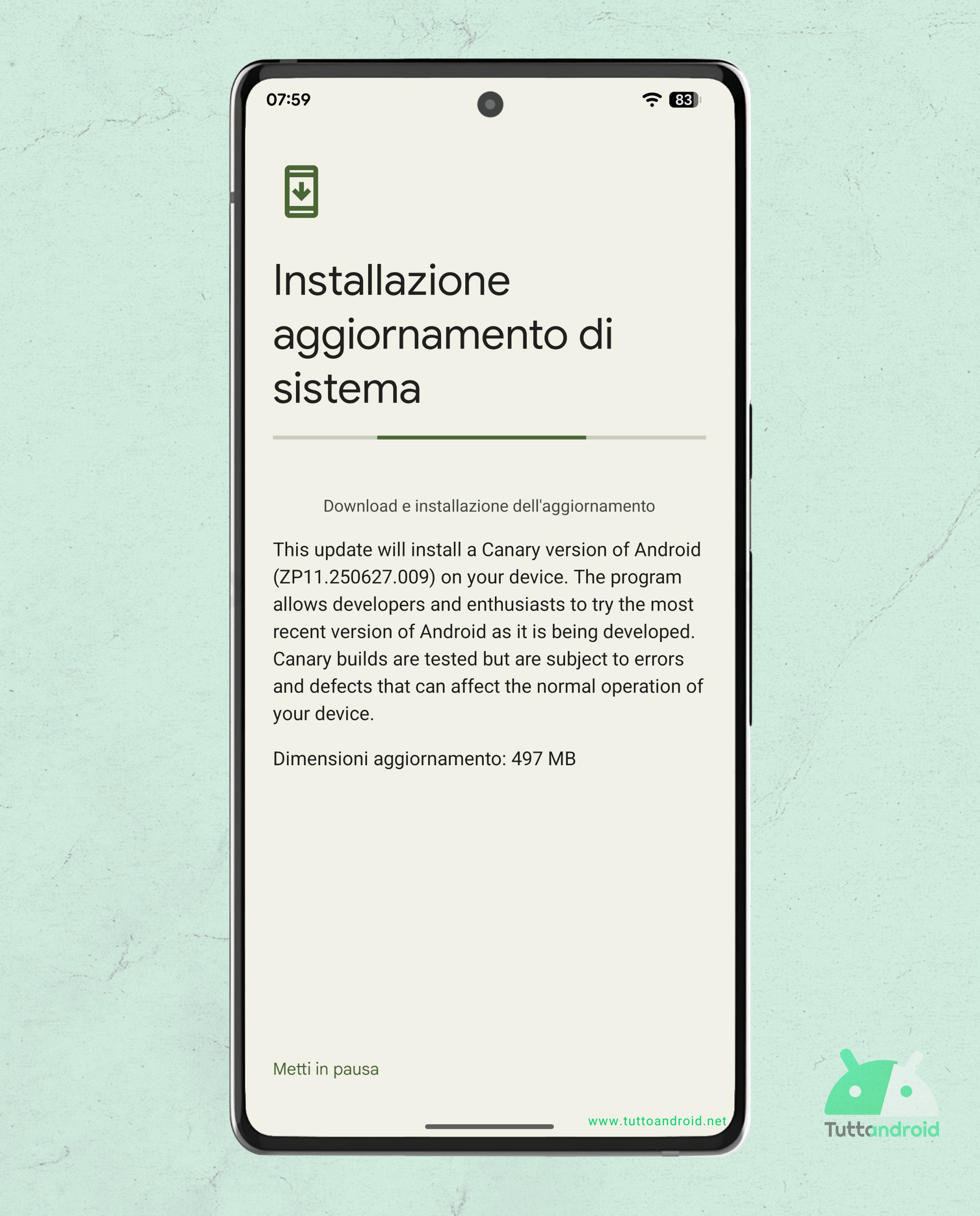 Android Canary 2507 on Google Pixel 6 Pro