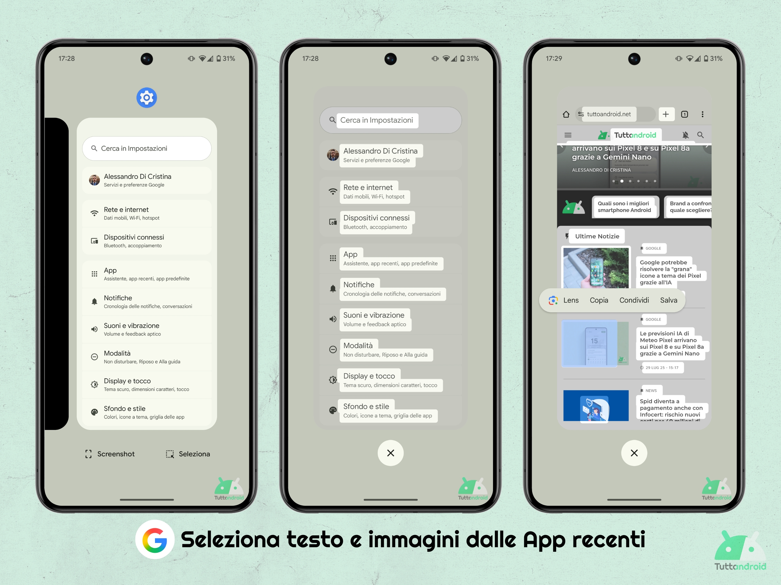 Cinque funzioni utili dei Google Pixel - 05 App Recenti - selezione testo immagini