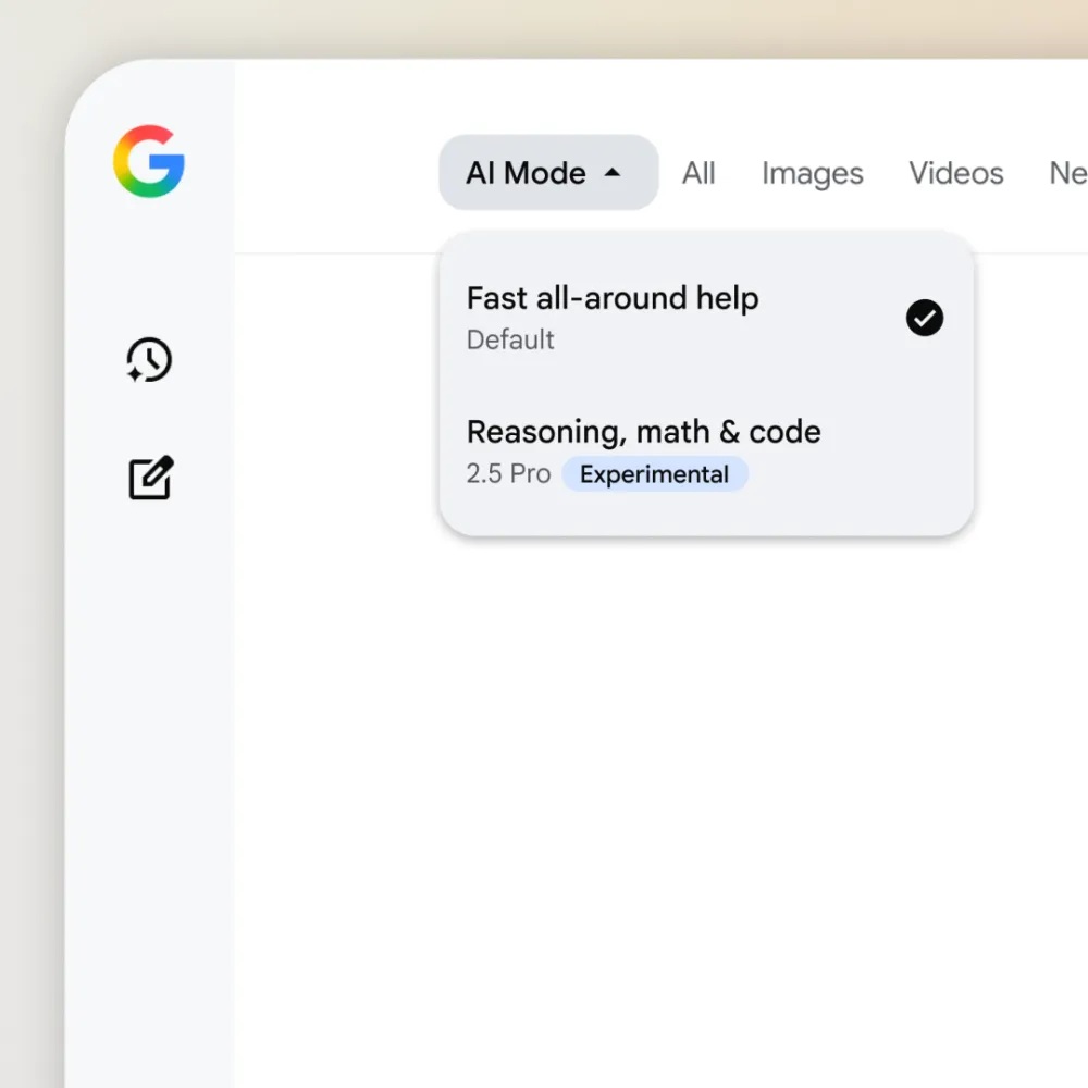Google AI Mode con modello Gemini 2.5 Pro