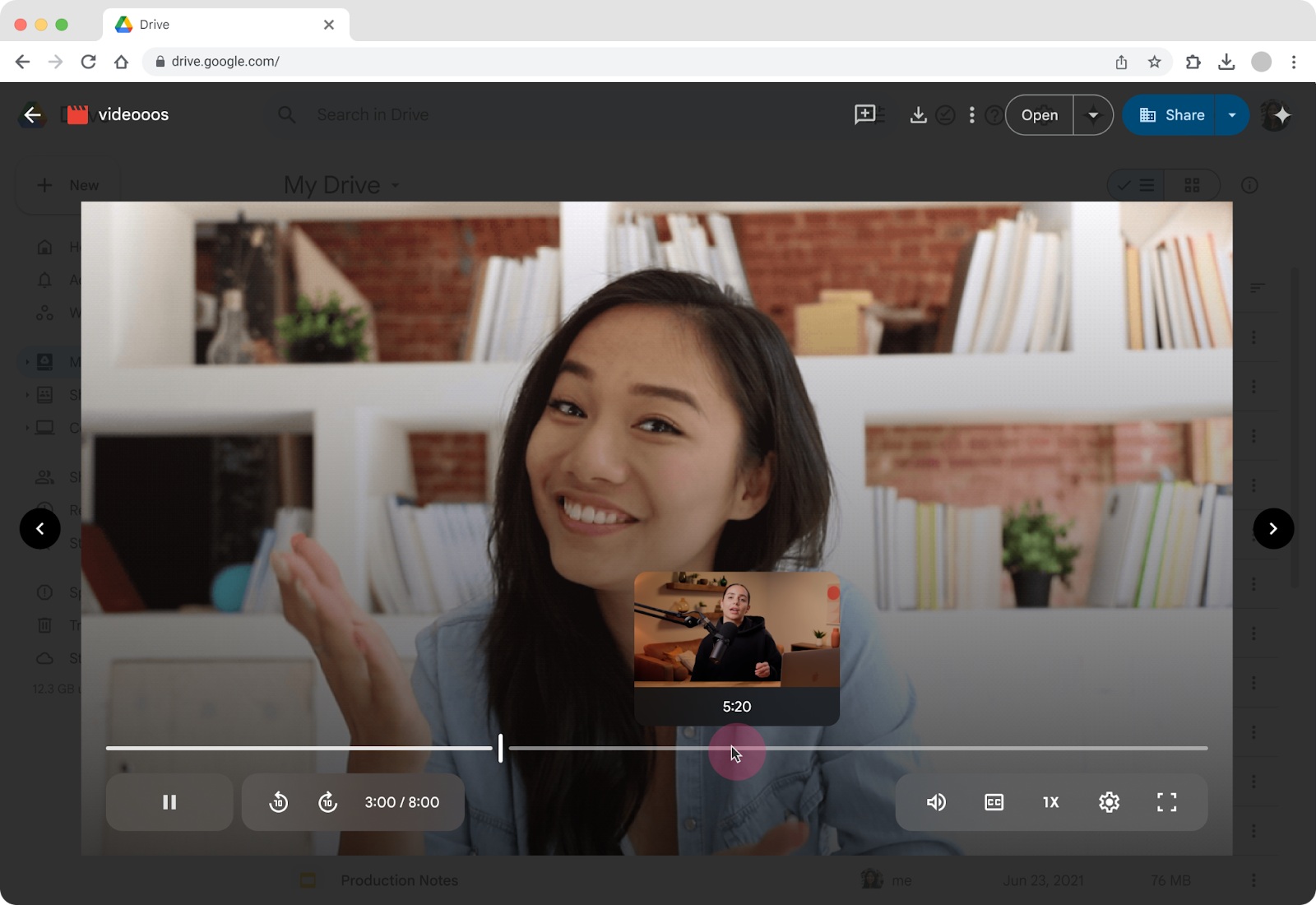 Google Drive Web - Lettore video con miniature anteprima