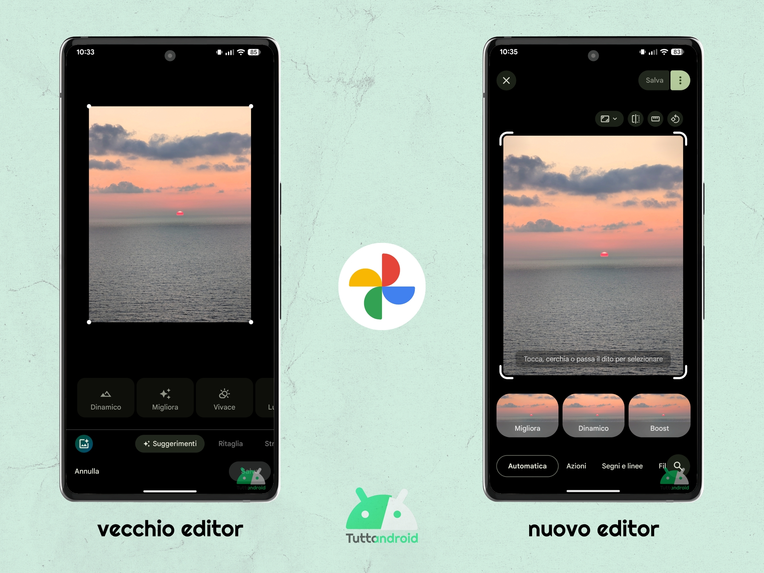 Google Foto v7.38 - confronto Editor