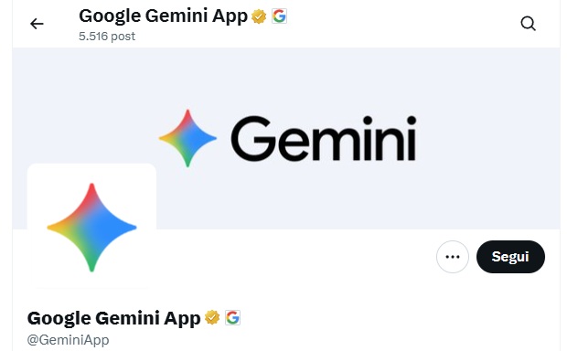 Google Gemini app su X con la nuova icona
