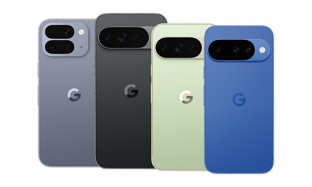 Da sinistra, Google Pixel 10 Pro Fold, Google Pixel 10 Pro XL, Google Pixel 10 Pro e Google Pixel 10