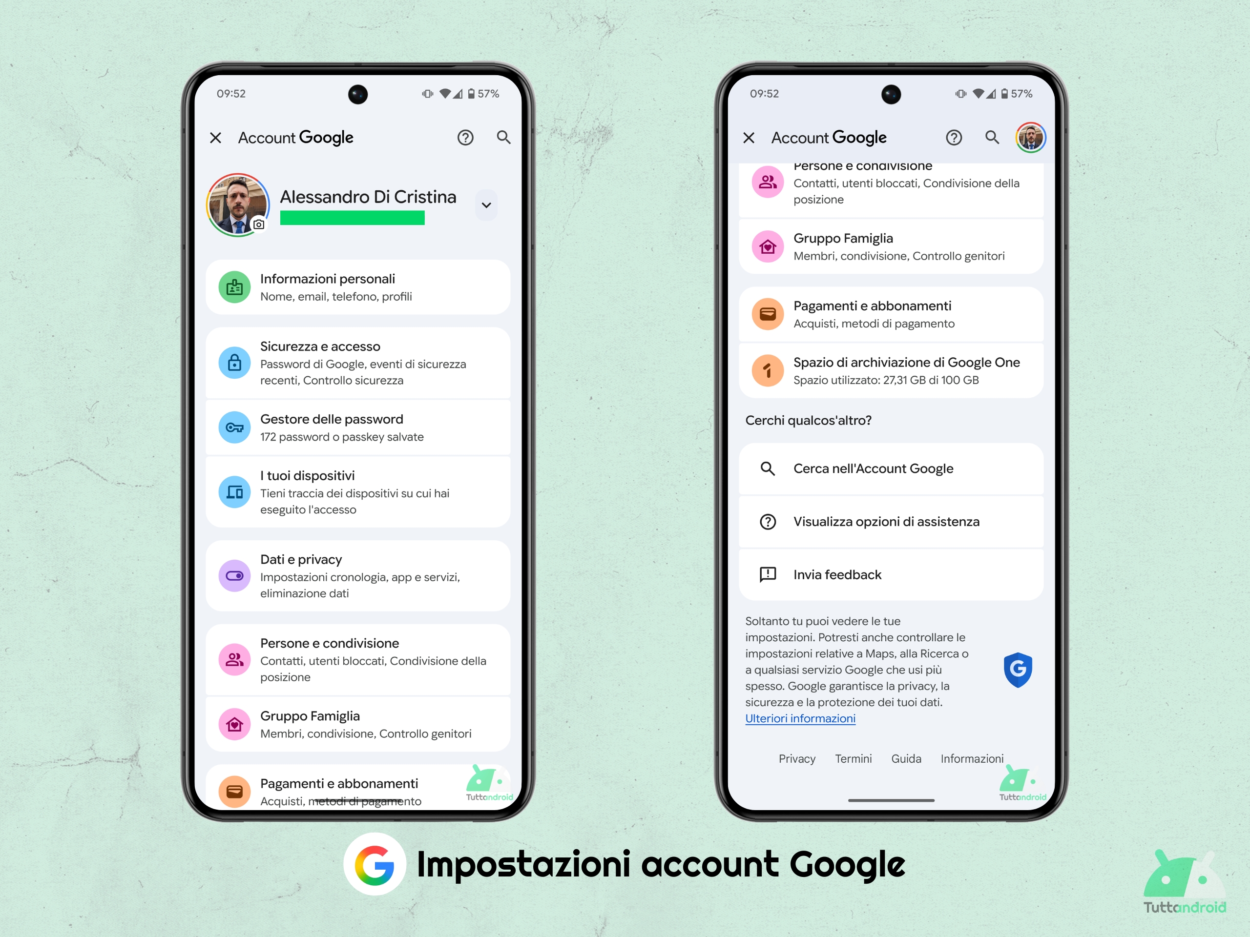 Google Play Services - Android 16 - Impostazioni account Google M3E