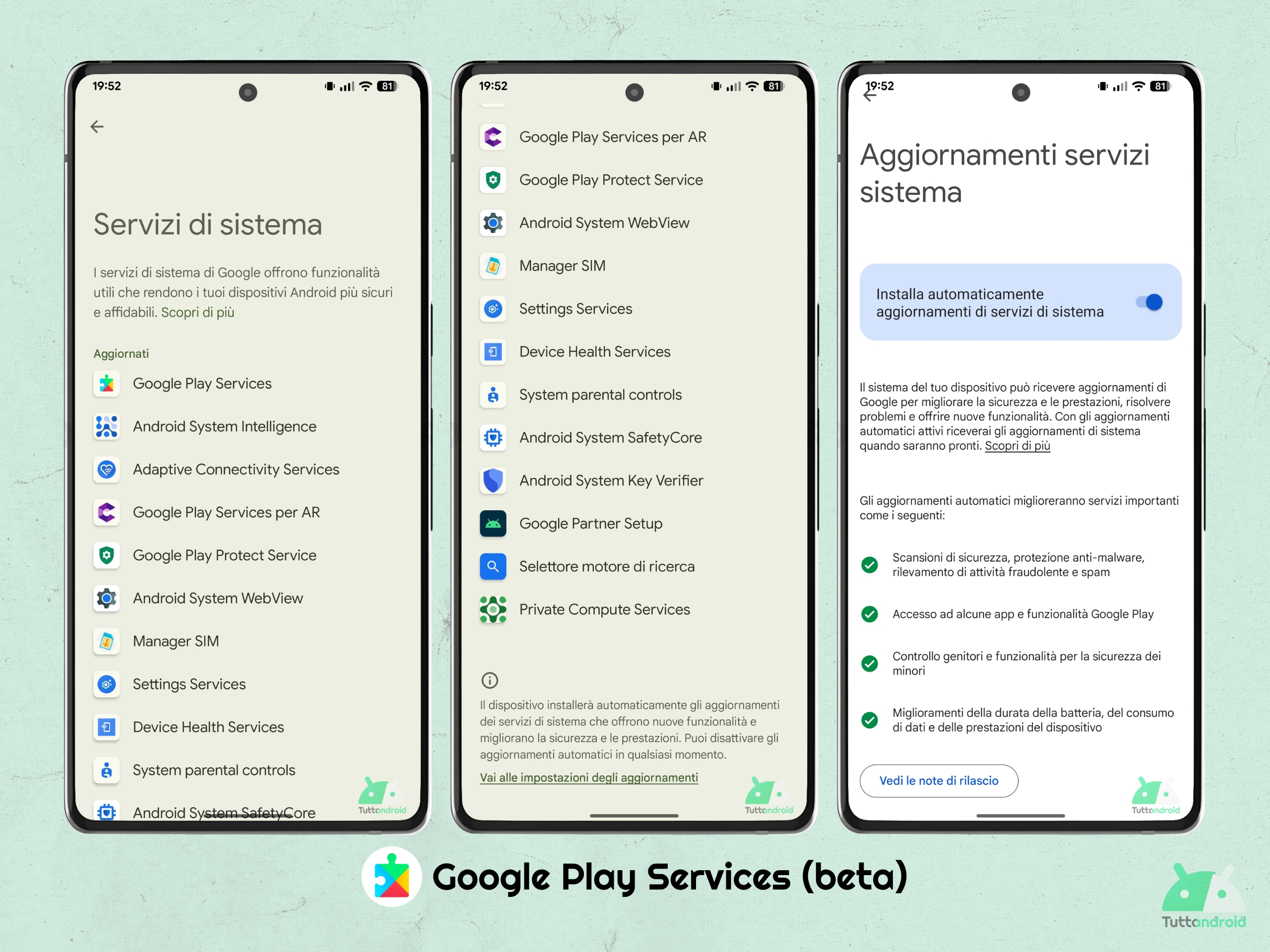 Google Play Services beta - Servizi di sistema
