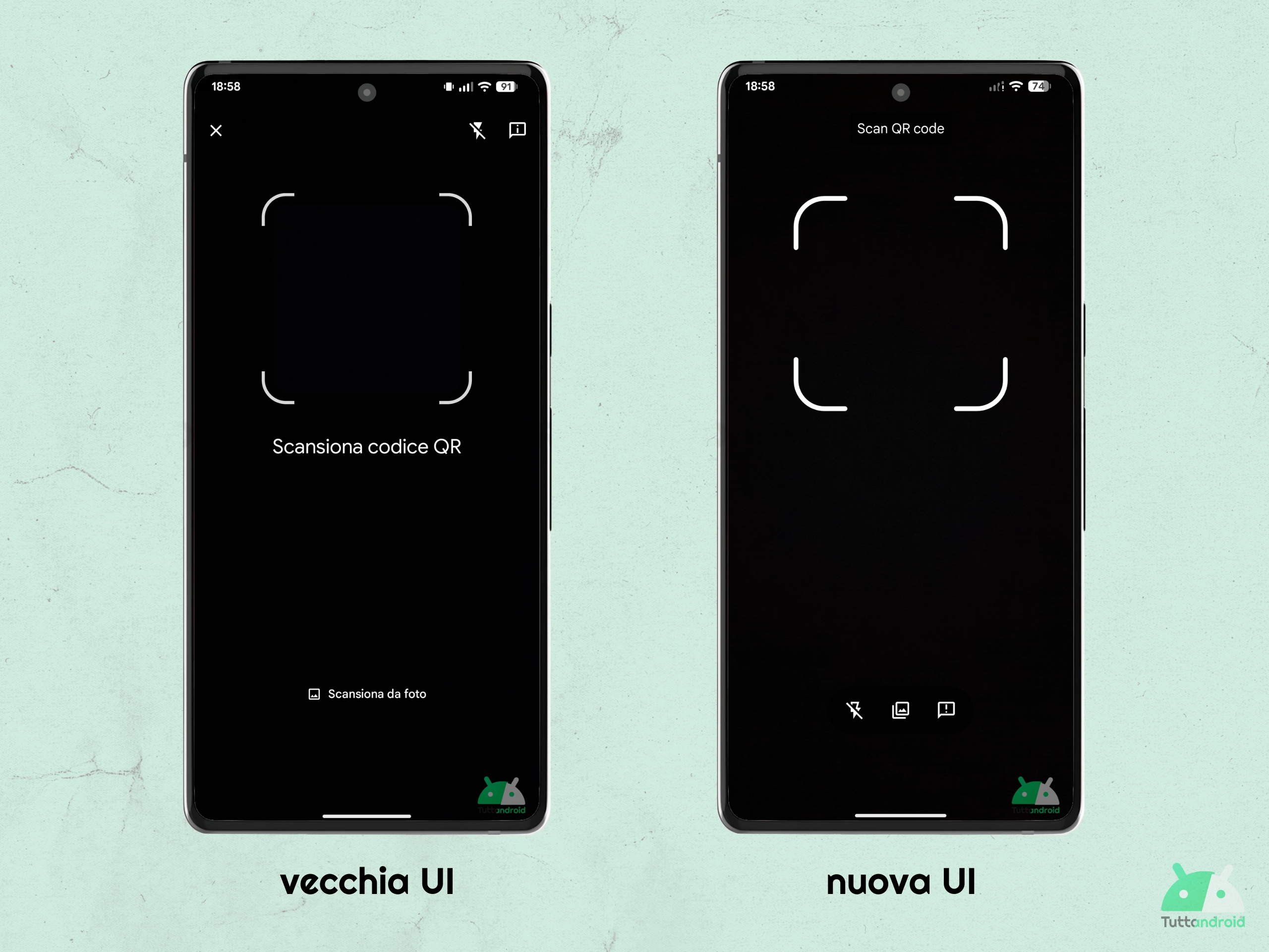 Google Play Services v25.19 (maggio 2025) - UI scanner codici QR di Android