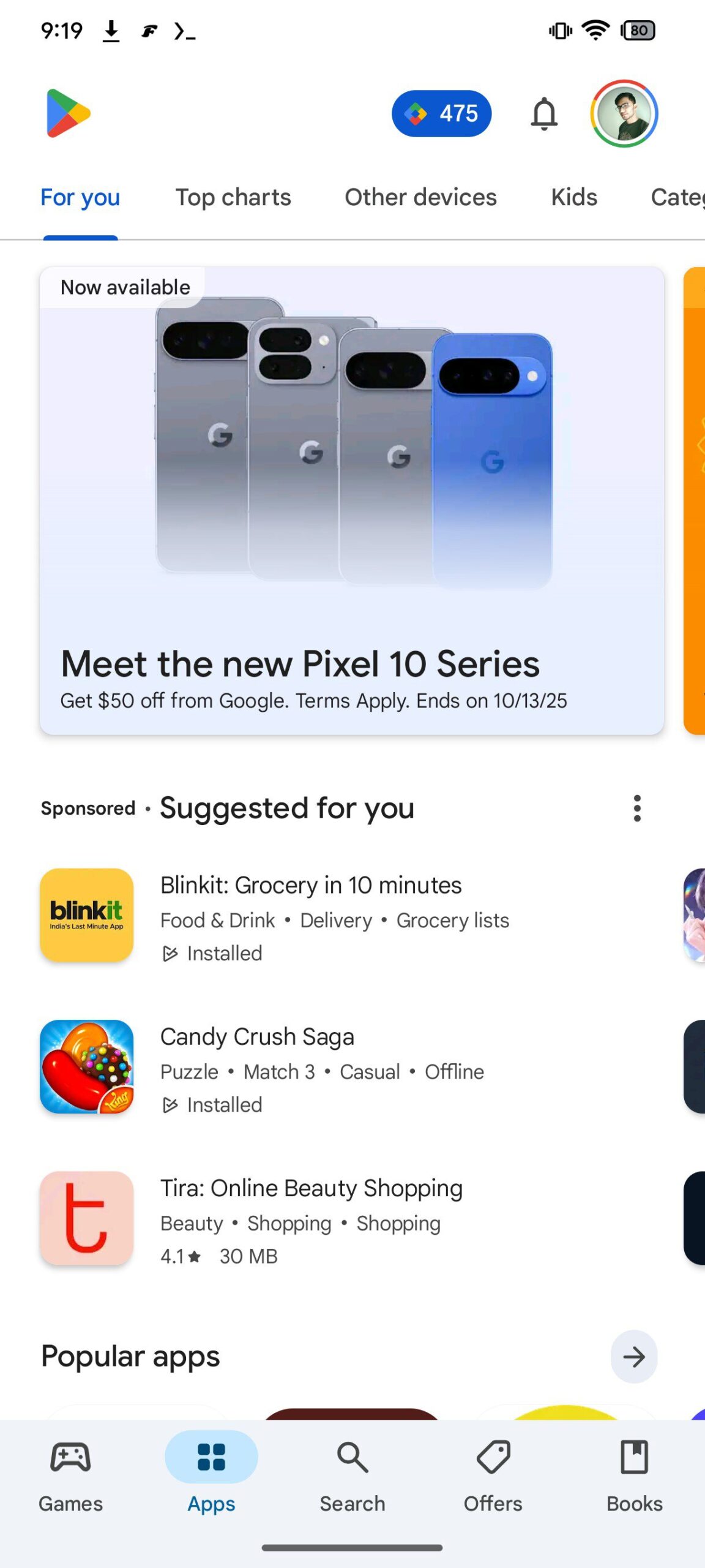 Google Play Store - spoiler banner Google Pixel 10