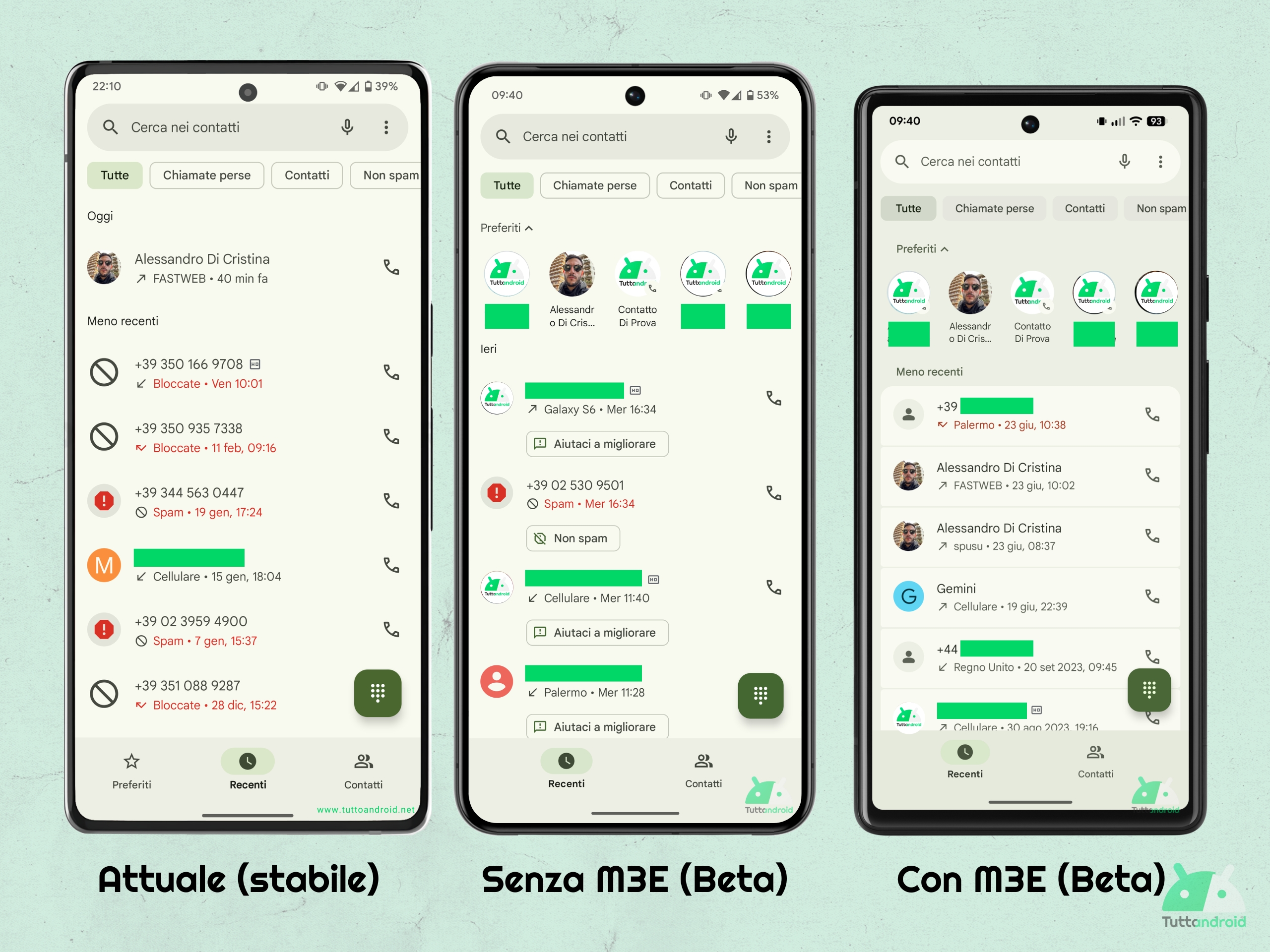 Google Telefono v182.0.779772896-publicbeta - sparisce la scheda Preferiti