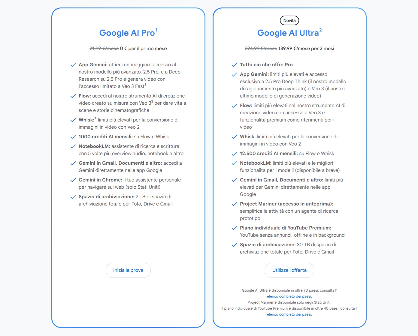 Piano Google AI Ultra di Google One in Italia