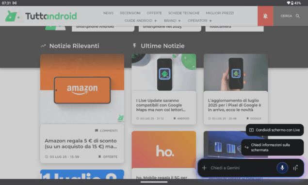 google gemini overlay tablet