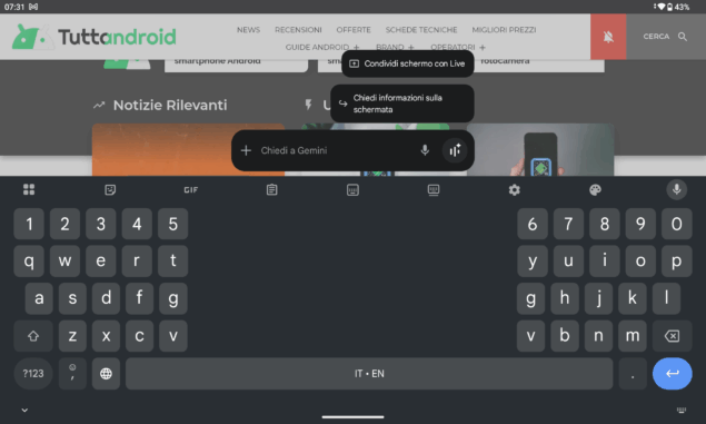 google gemini overlay tablet