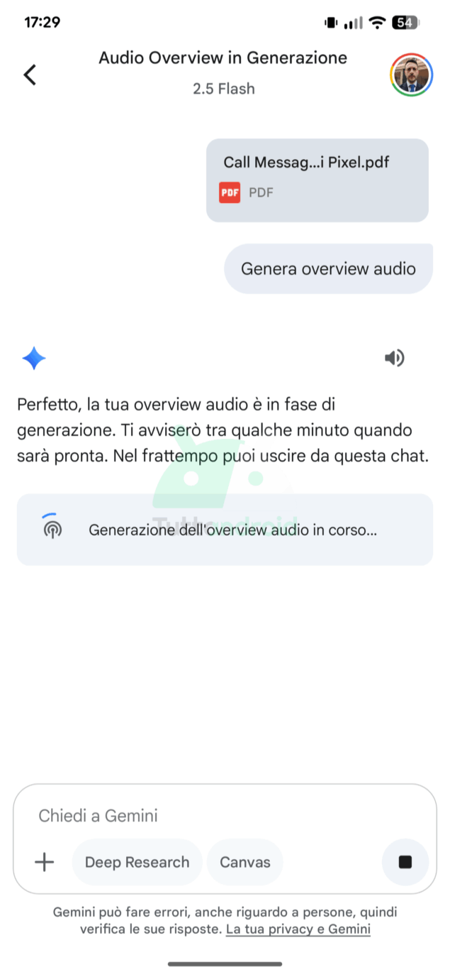nuovo lettore per Audio Overview di Gemini