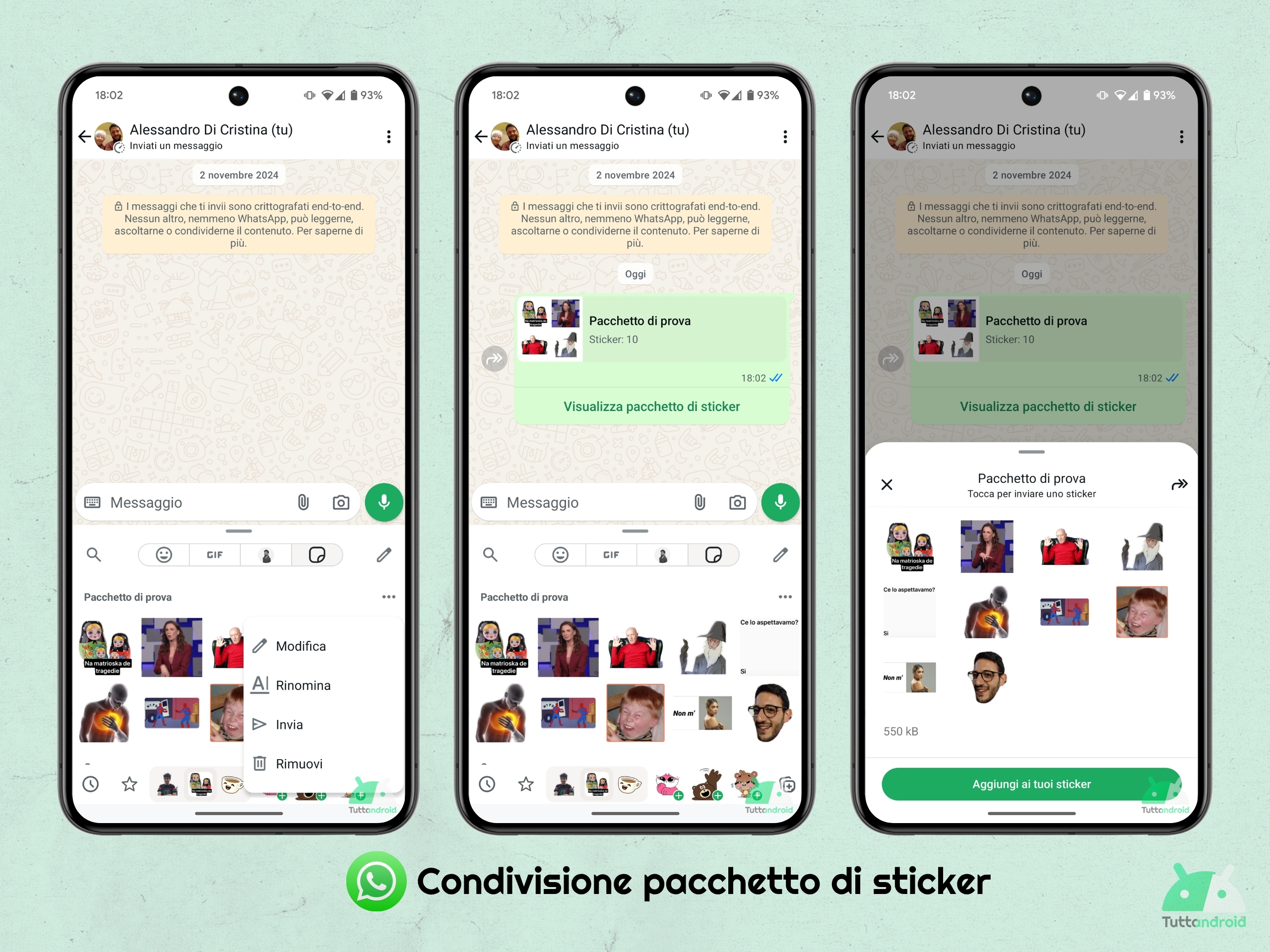 WhatsApp - Condivisione pacchetto di sticker