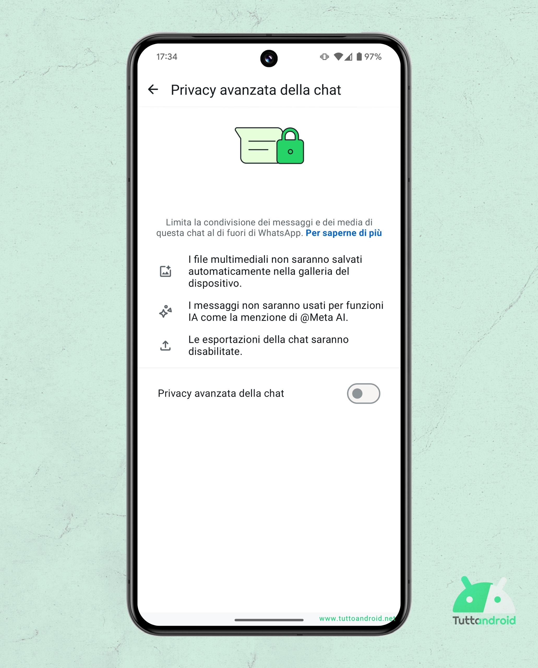 WhatsApp - Privacy avanzata della chat