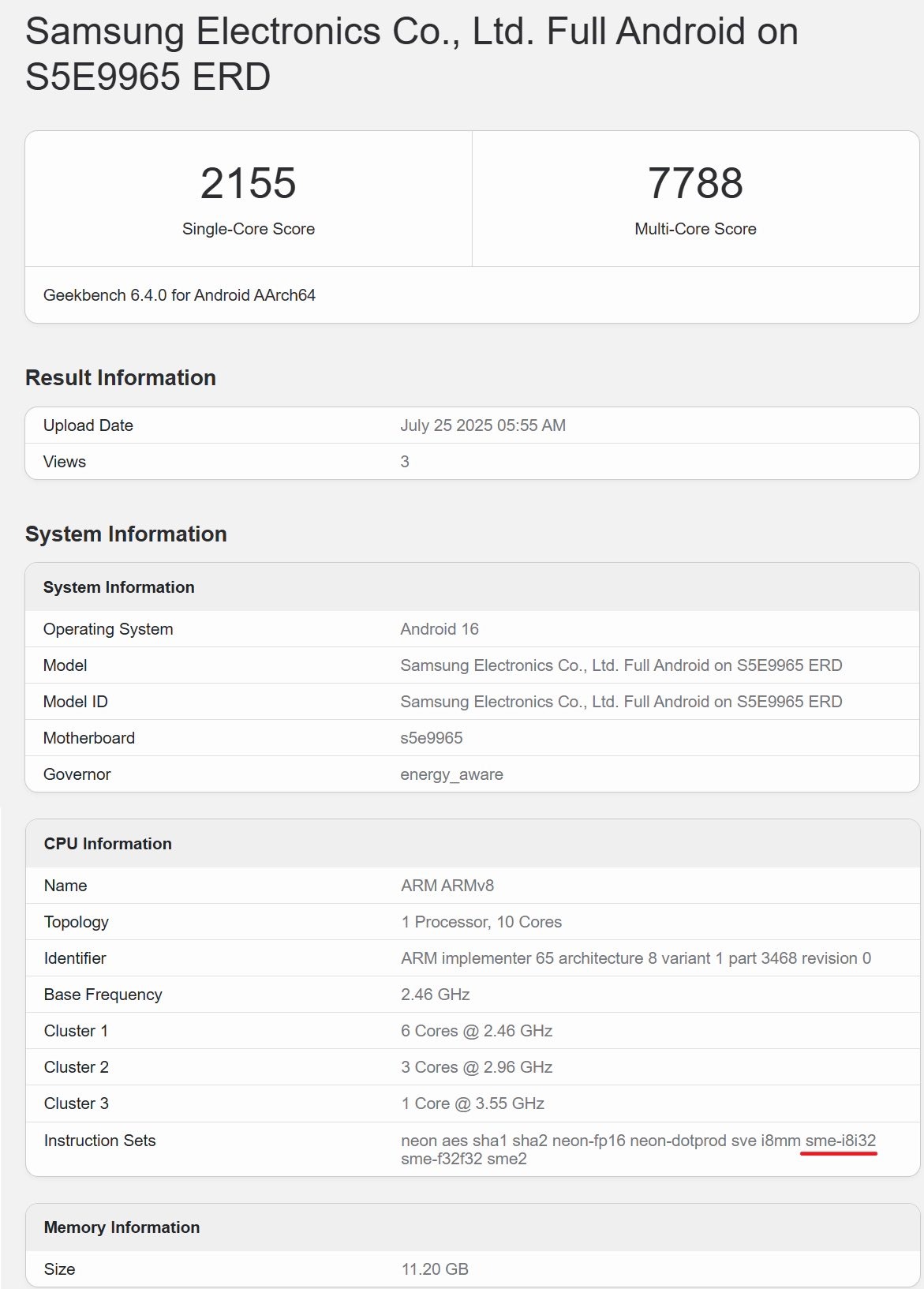 exynos 2600 geekbench