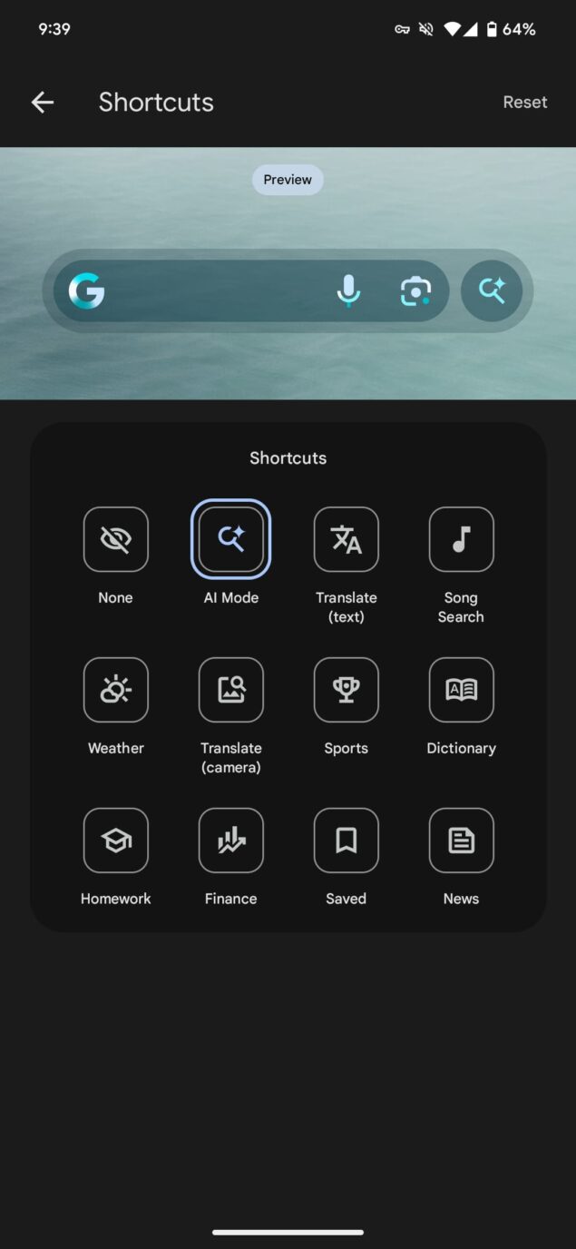 google ai mode widget