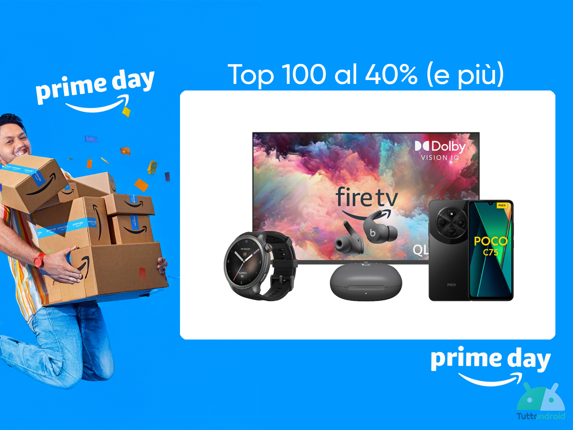 offerte Top 100 Amazon Prime Day 2025 con almeno il 40% di sconto