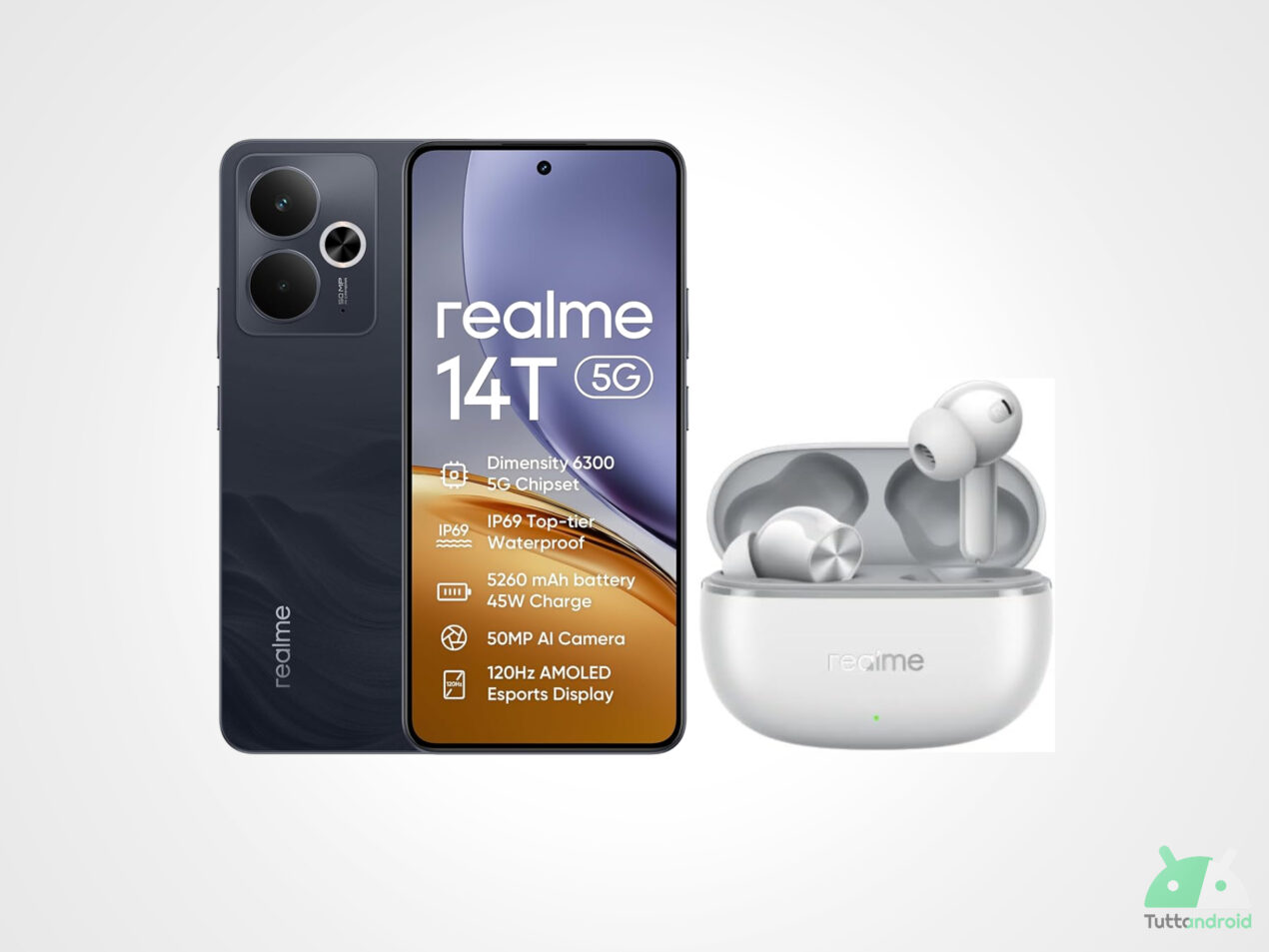 Grazie a questa offerta potete assicurarvi in bundle Realme 14T + realme Buds T200 Lite
