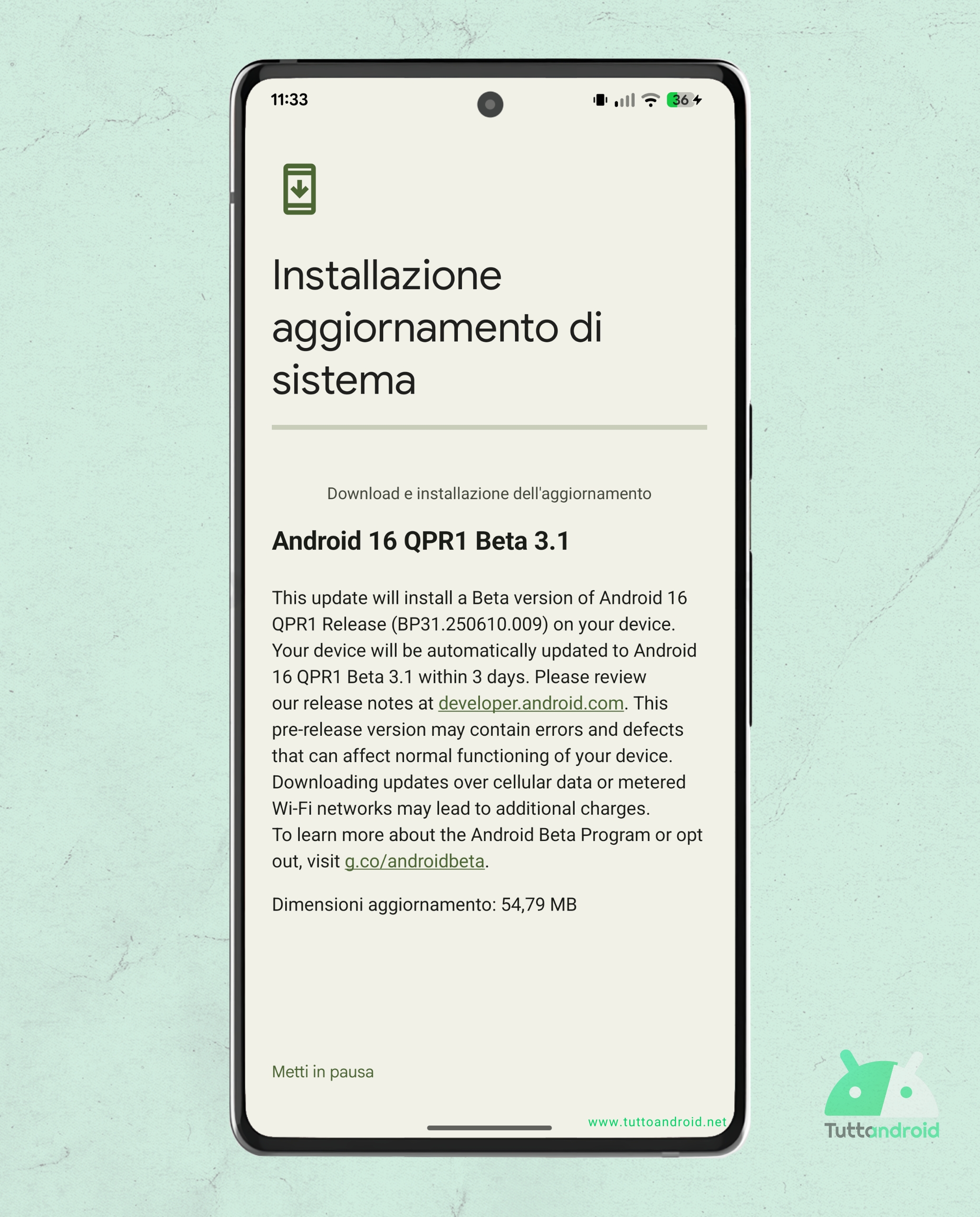 Android 16 QPR1 Beta 3.1 on Google Pixel 7 Pro