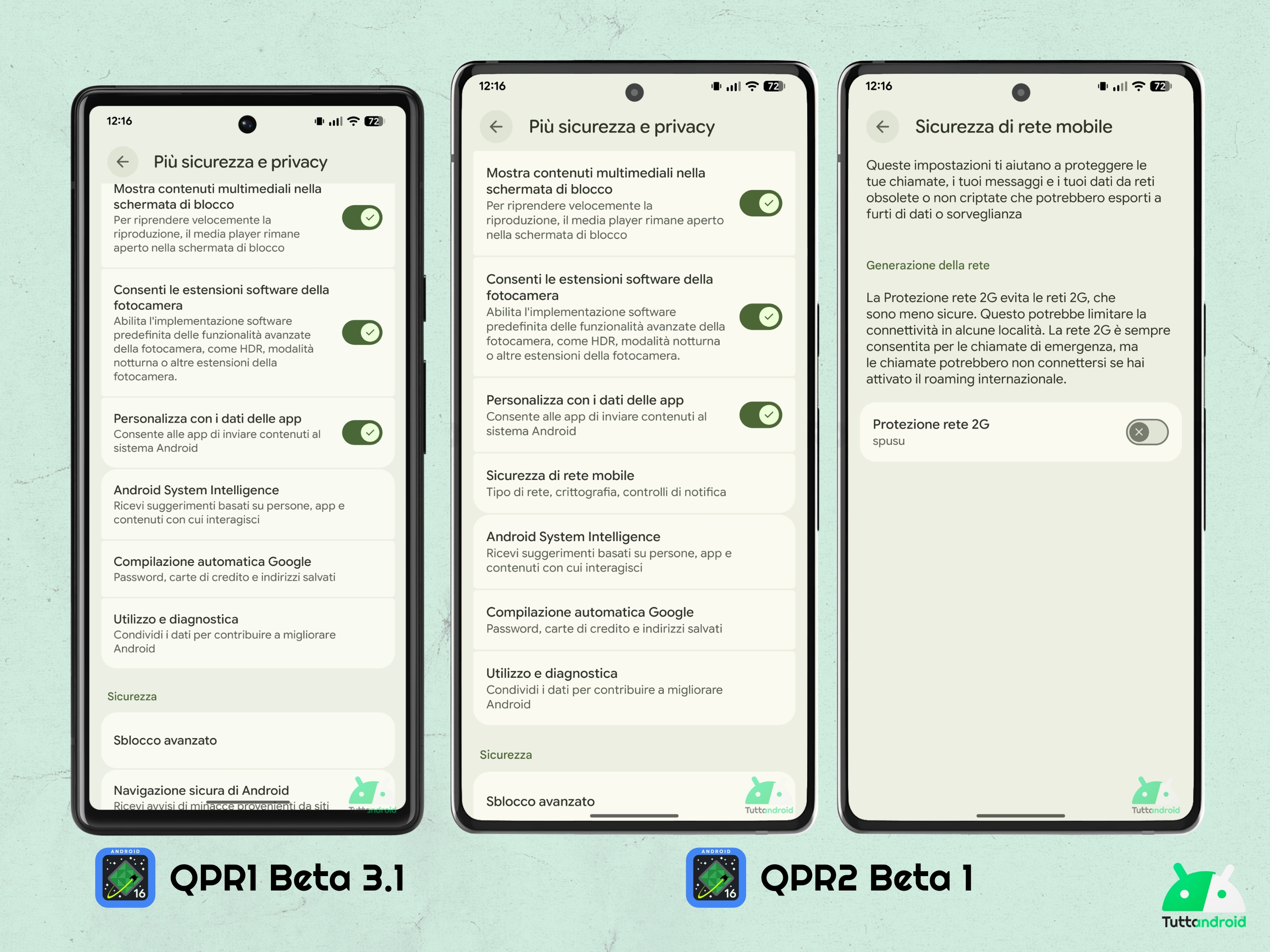 Android 16 QPR2 - Beta 1 - Impostazioni - Sicurezza e privacy - Sicurezza rete mobile