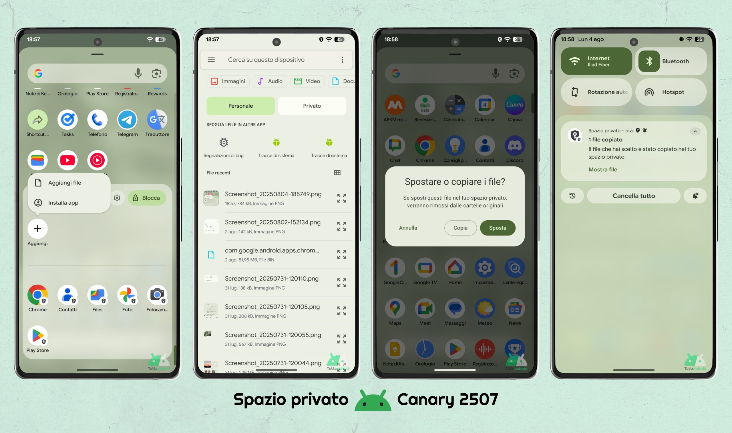 Android Canary 2507 - Spazio privato