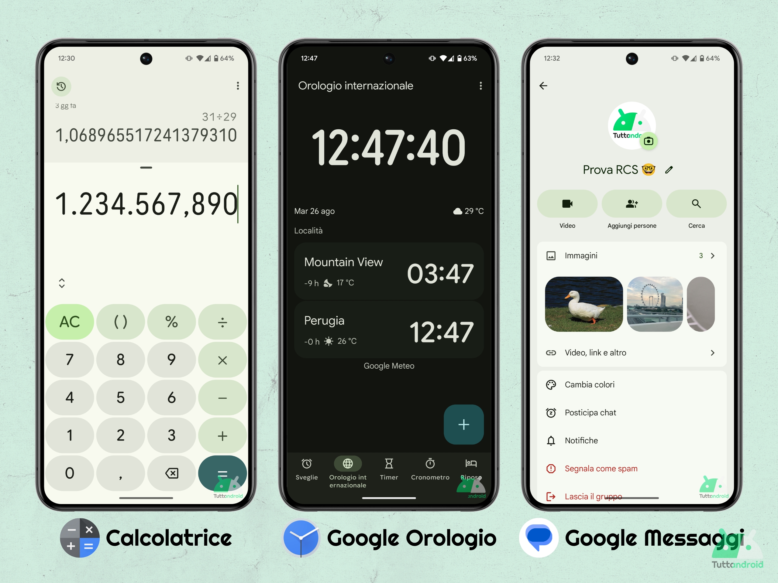 App agosto 2025 - Google Calcolatrice - Google Orologio - Google Messaggi