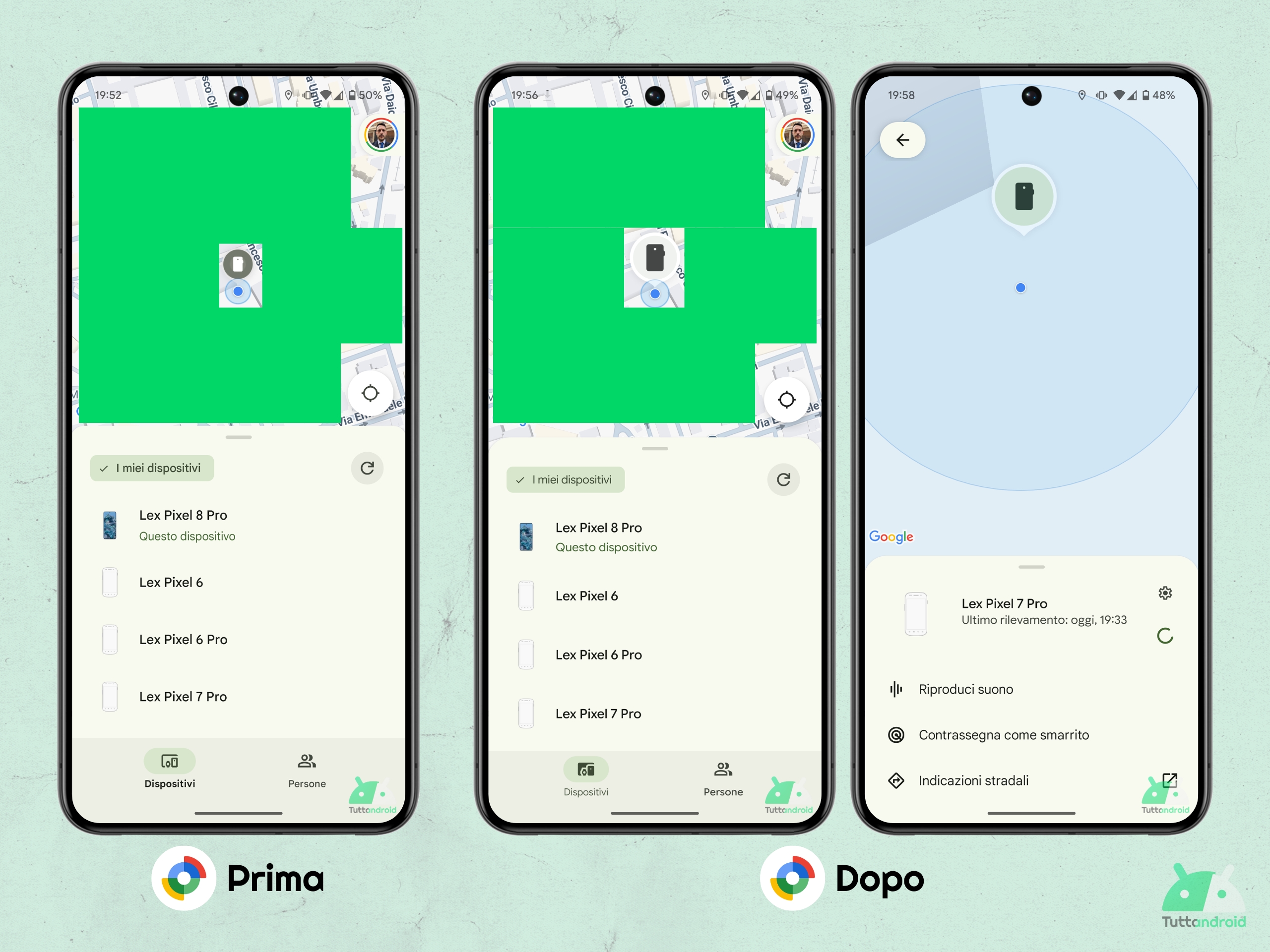 Find Hub di Google - nuova UI con elementi M3E