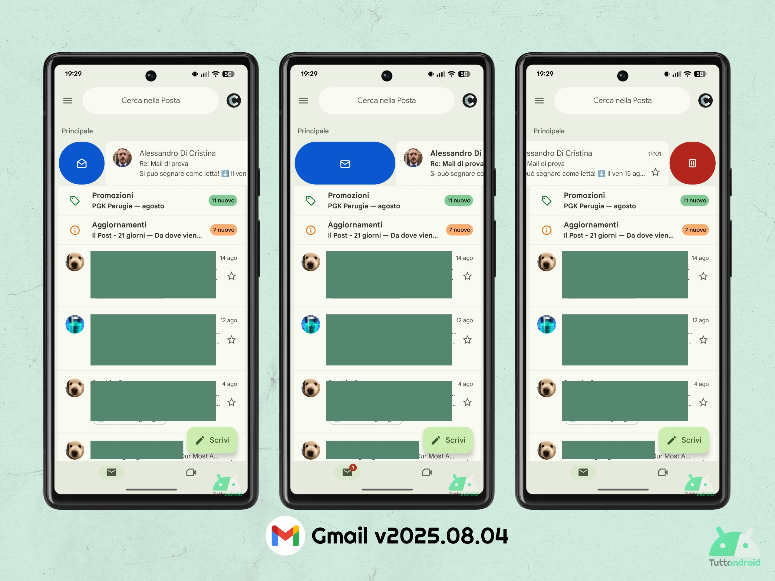 Gmail v2025.08.04 - Nuova UI M3E azioni a scorrimento