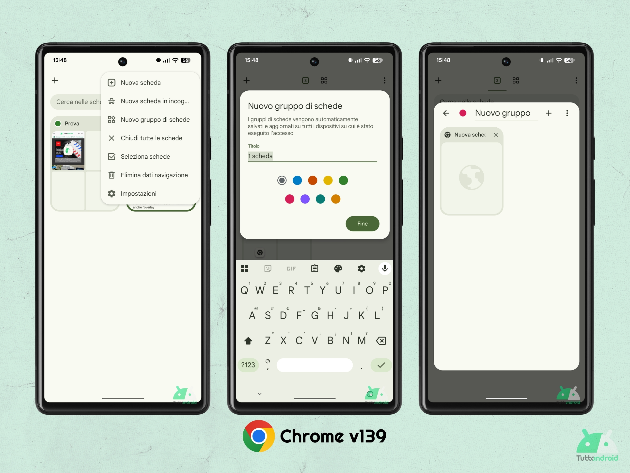 Google Chrome v139 - Aggiungi nuova scheda a un gruppo
