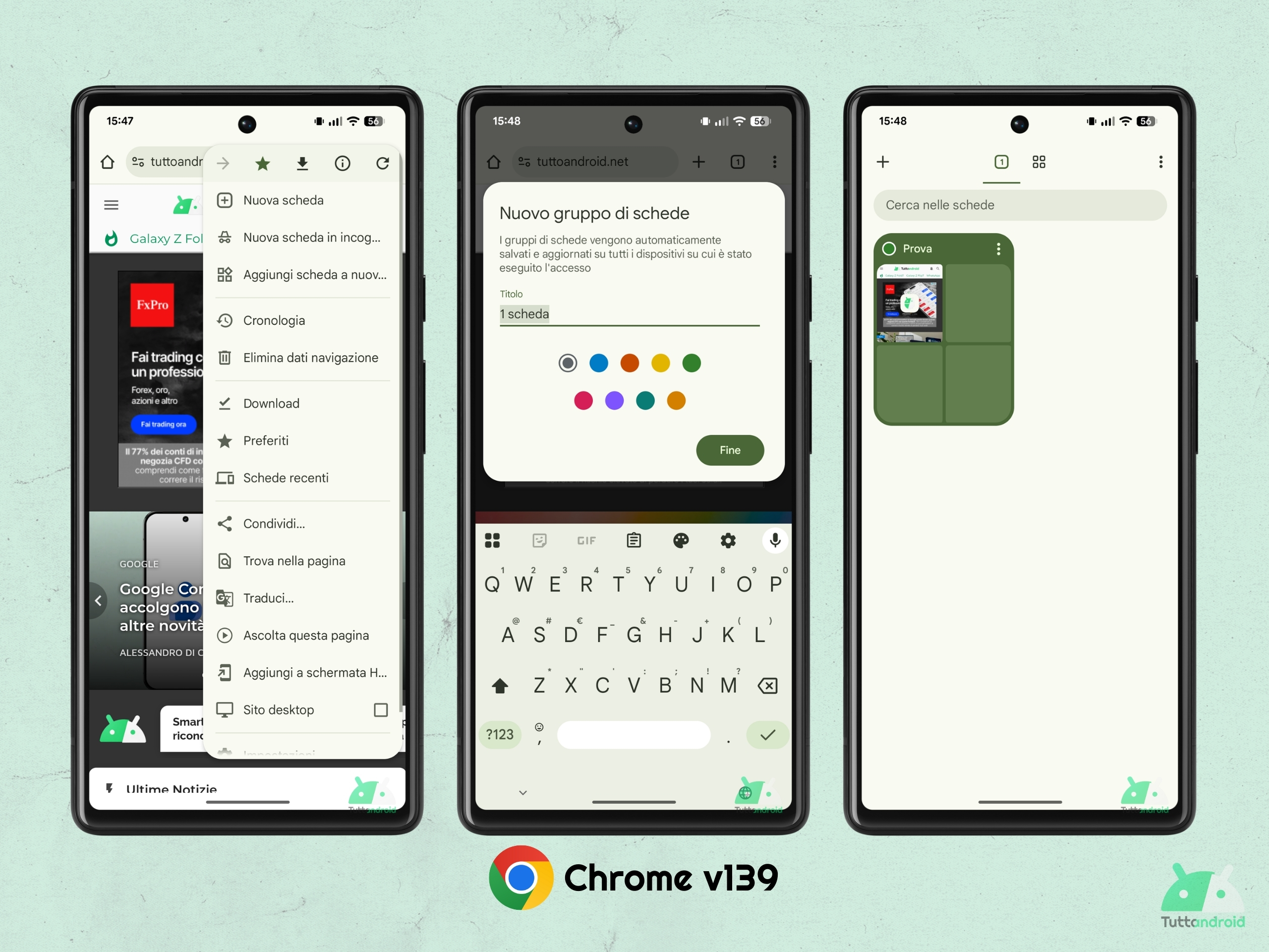 Google Chrome v139 - Aggiungi scheda a un gruppo