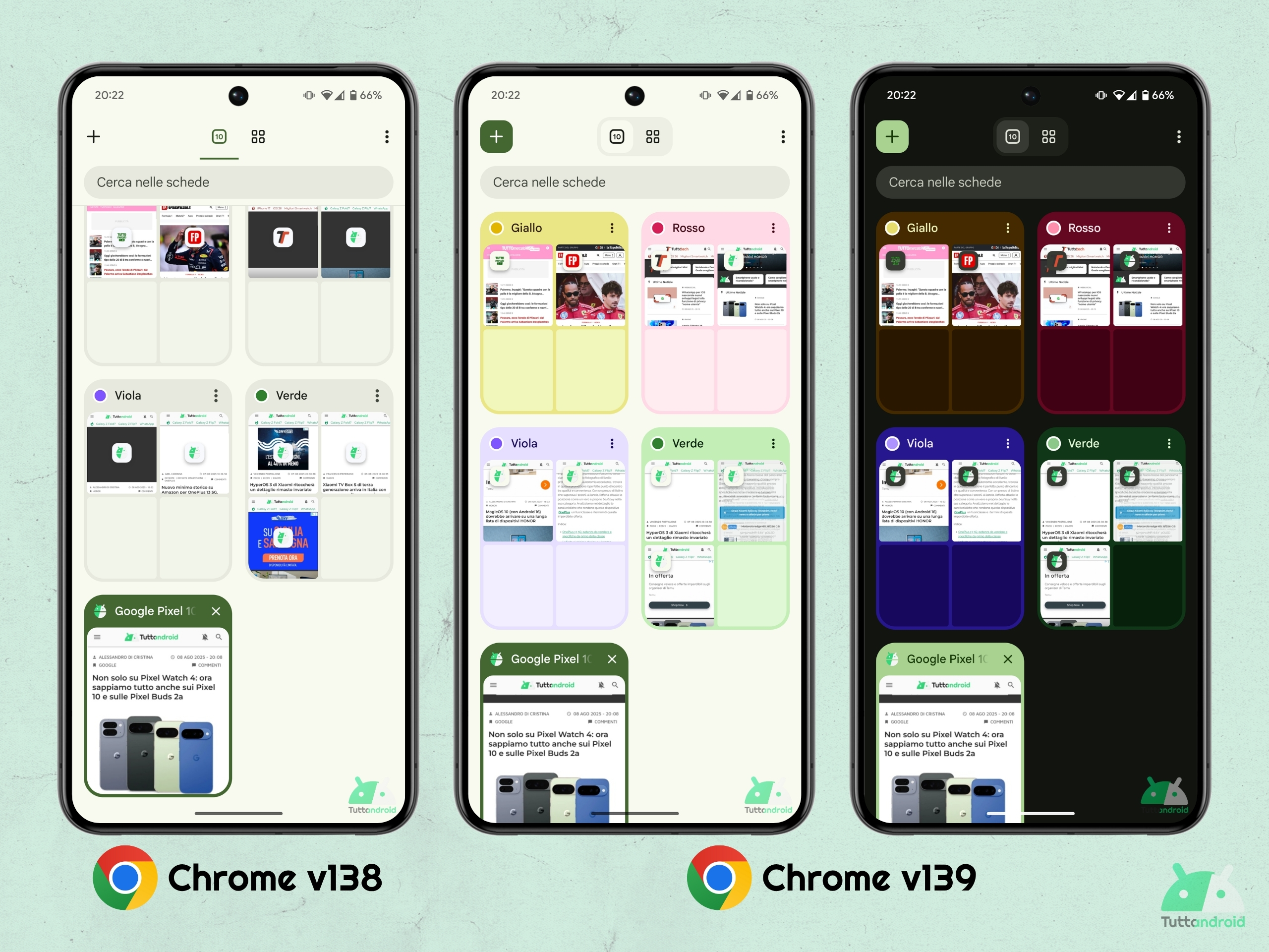 Google Chrome v139 - Gruppi di schede M3E