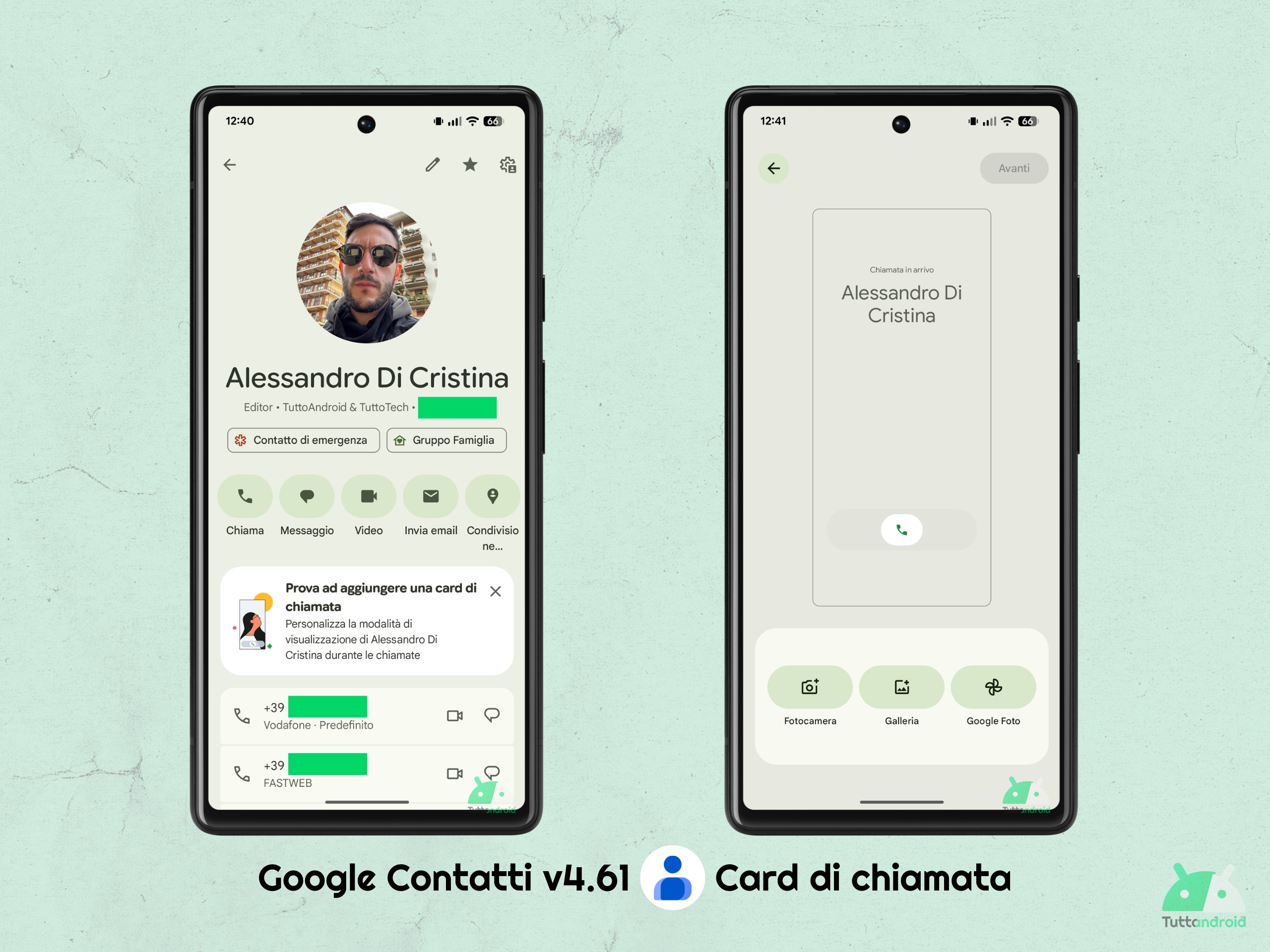 Google Contatti v4.61 - Card di chiamata