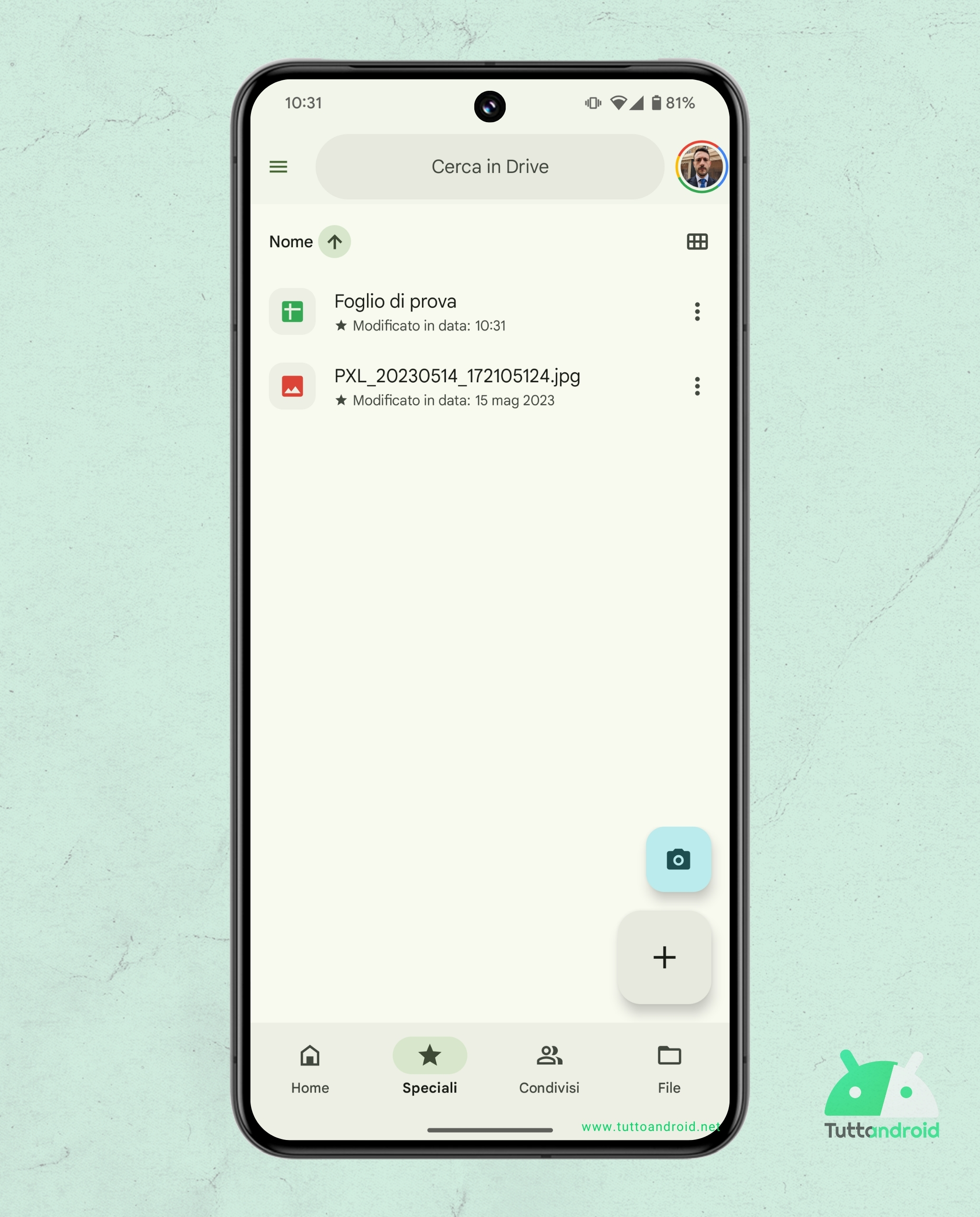 Google Drive v2.25.310.0 - Barra di ricerca M3E