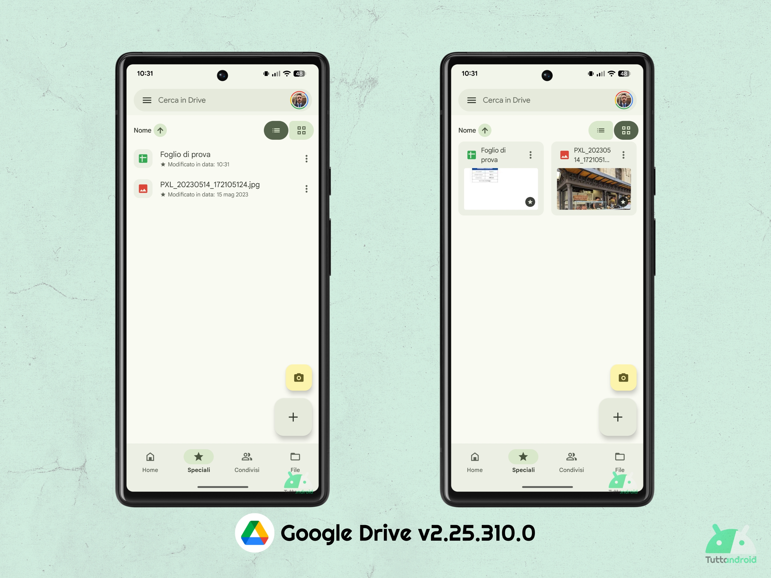 Google Drive v2.25.310.0 - Selettore modalità vista M3E