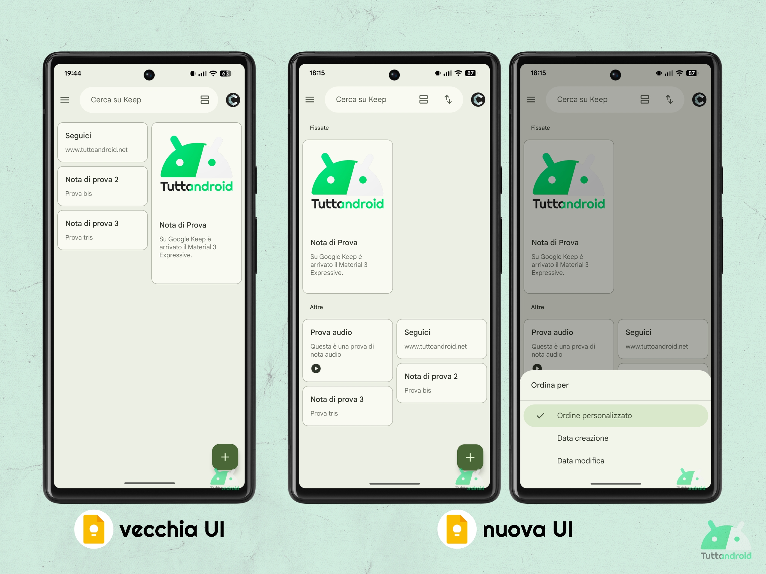 Google Keep v5.25.302.02.90 - Ordinamento note