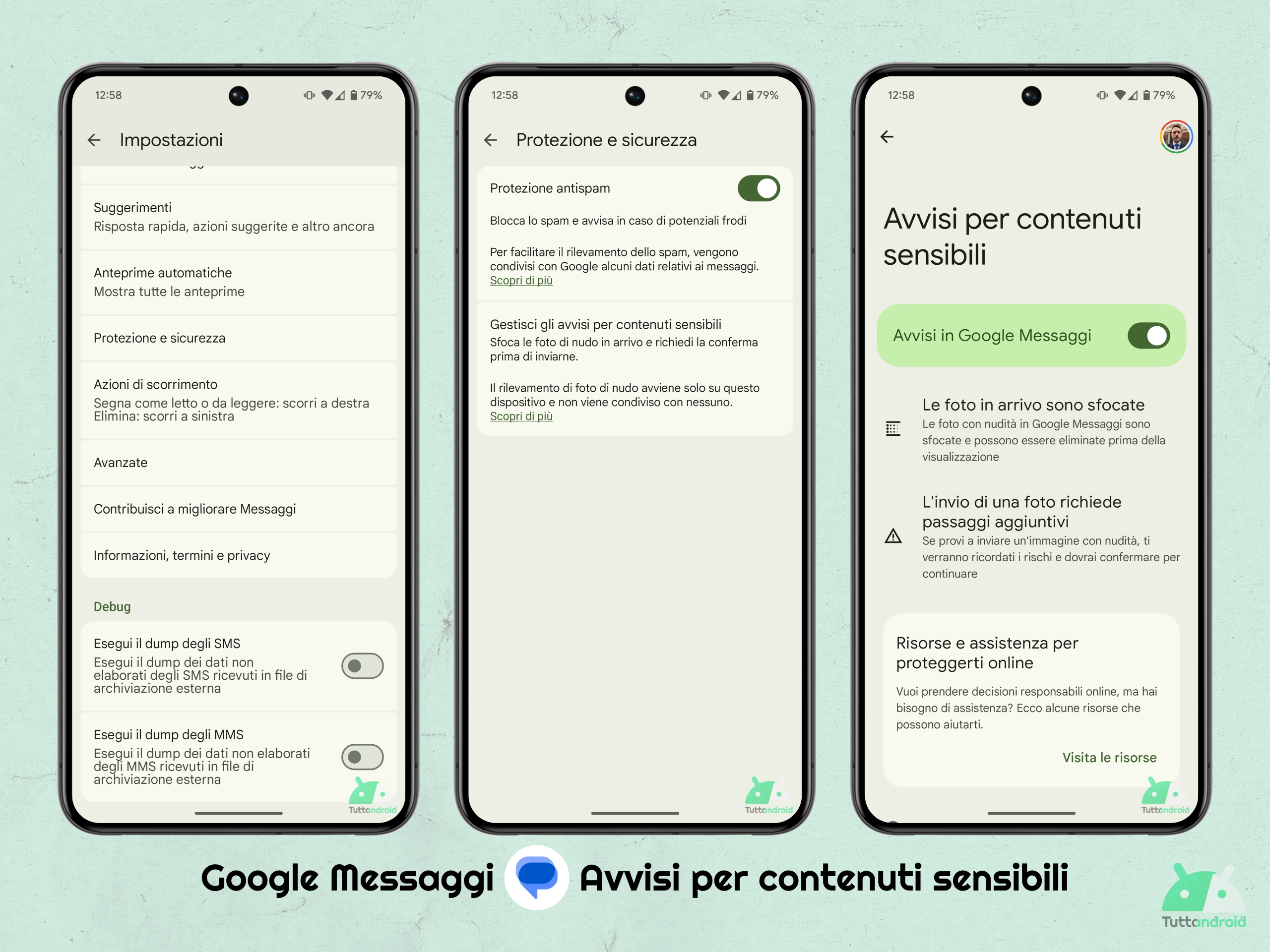 Google Messaggi - Android System SafetyCore - Avvisi per contenuti sensibili