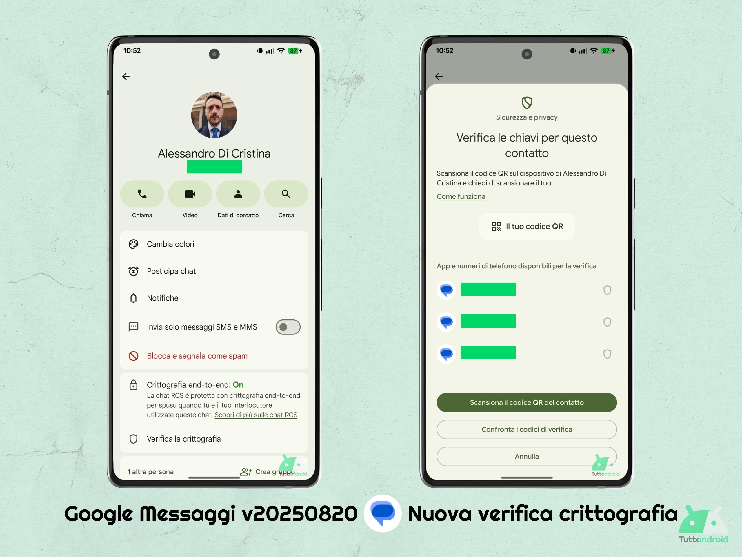 Google Messaggi v20250820 beta - Nuova verifica crittografia