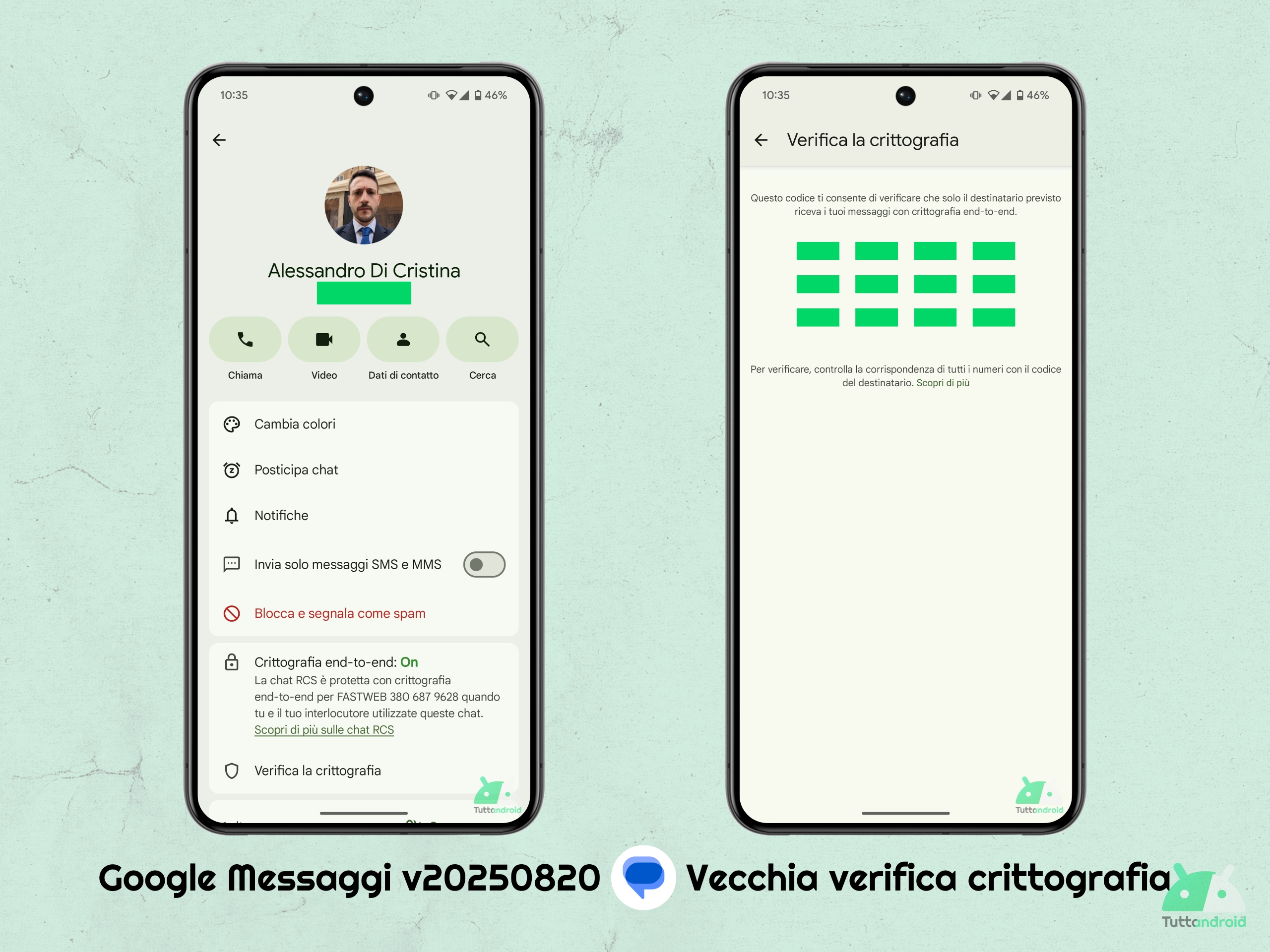 Google Messaggi v20250820 beta - Vecchia verifica crittografia