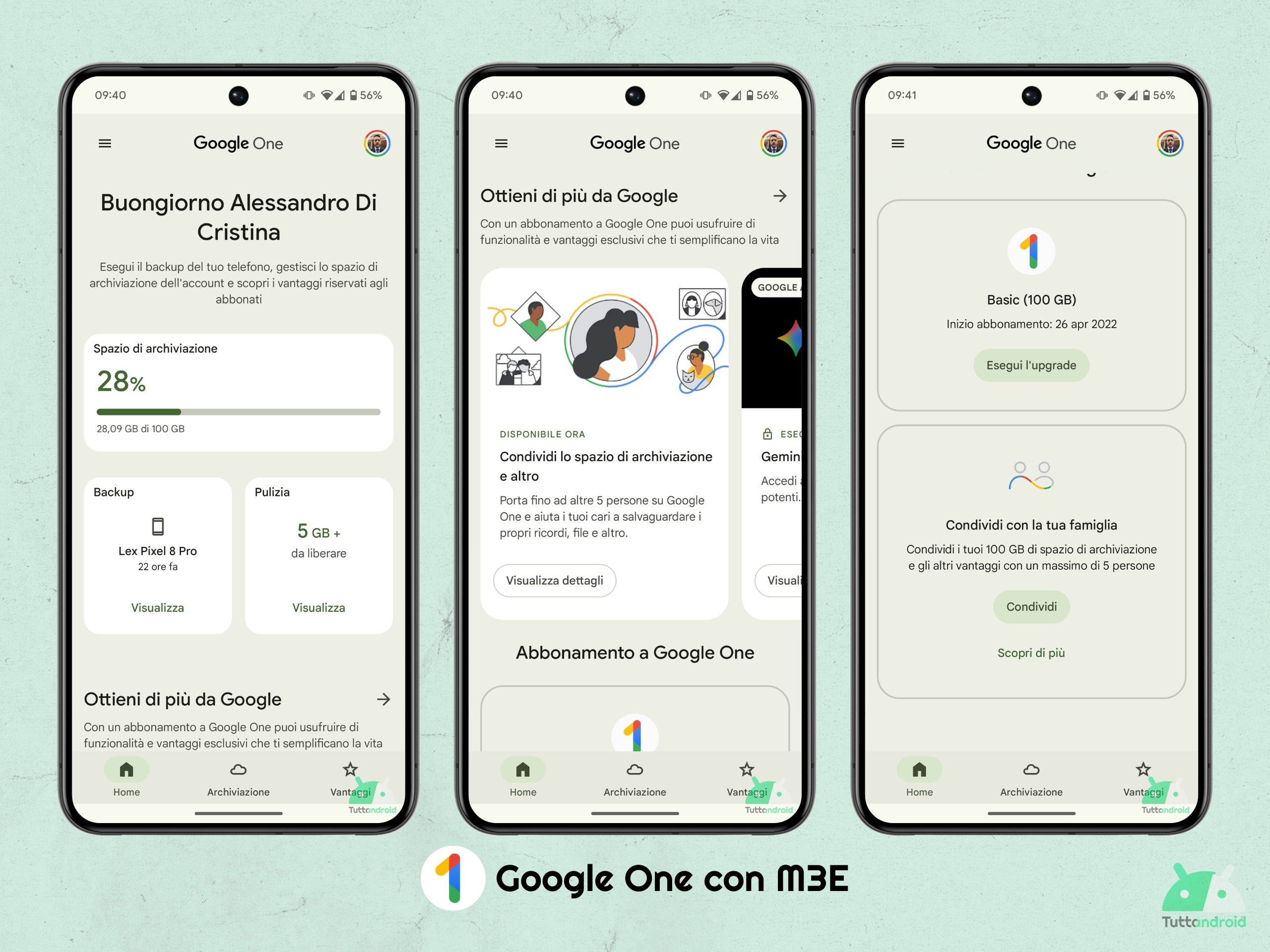 Google One - nuova UI M3E