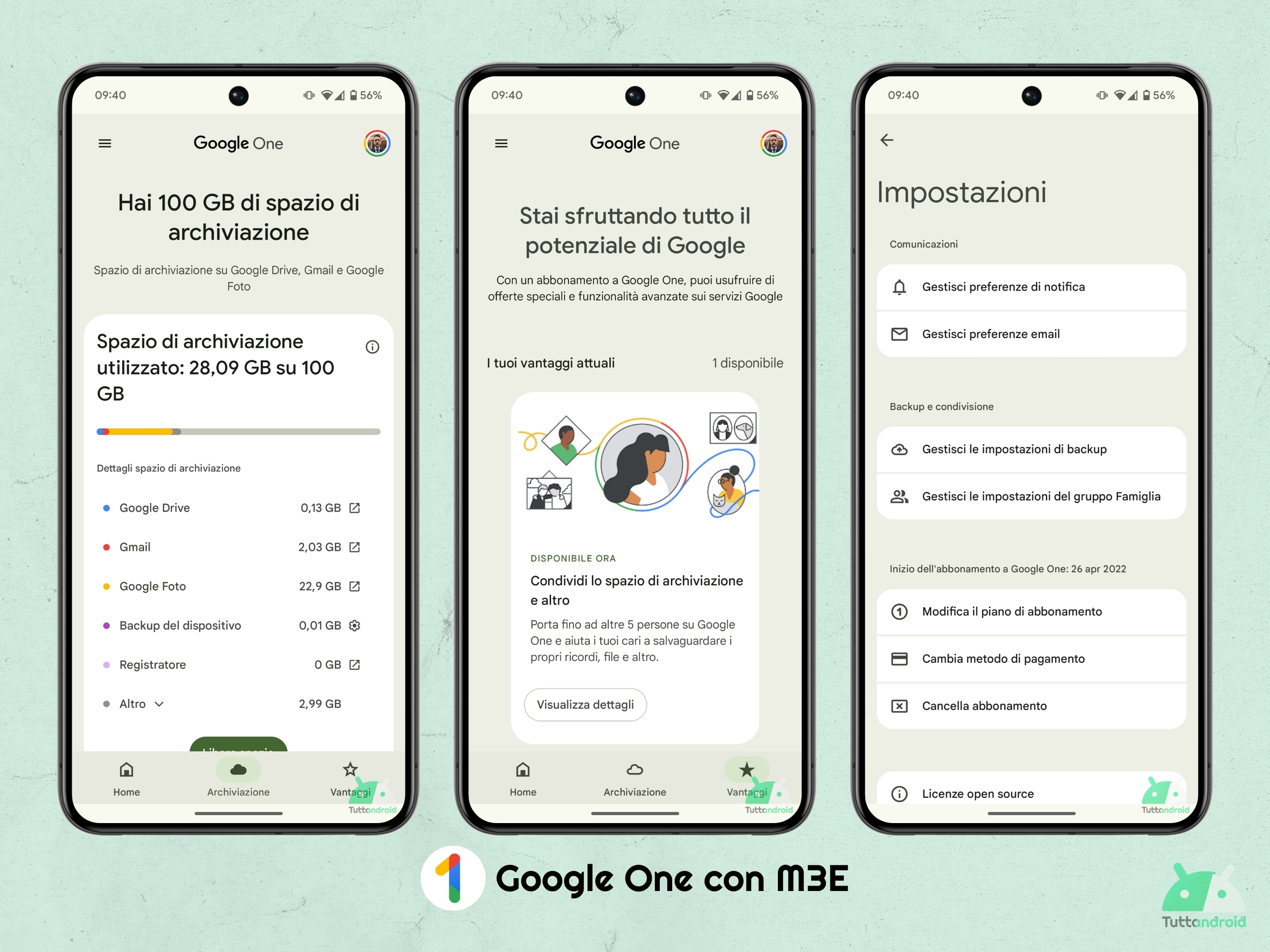 Google One - nuova UI M3E