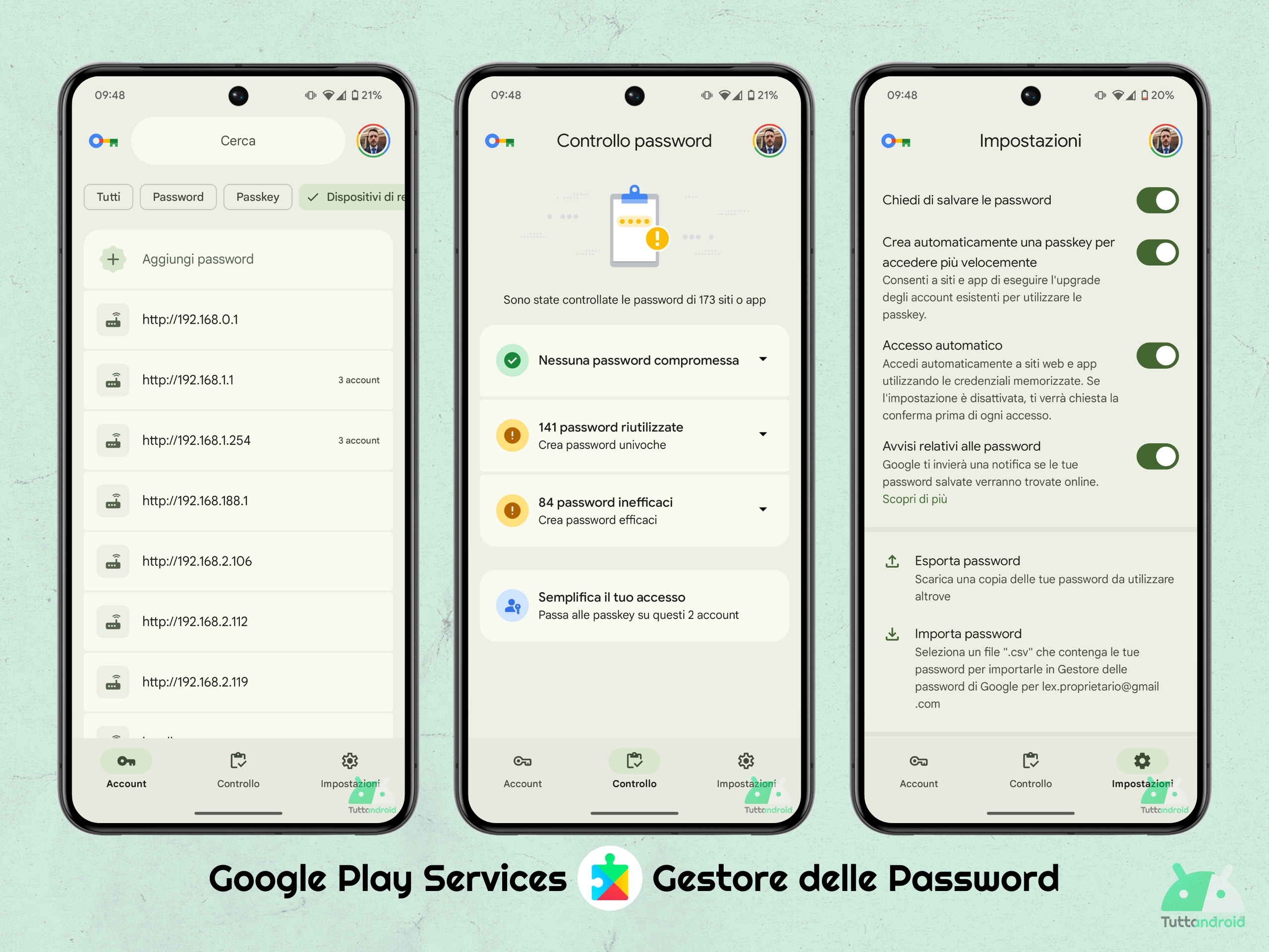 Google Play Services - Compilazione automatica - Gestore delle password M3E