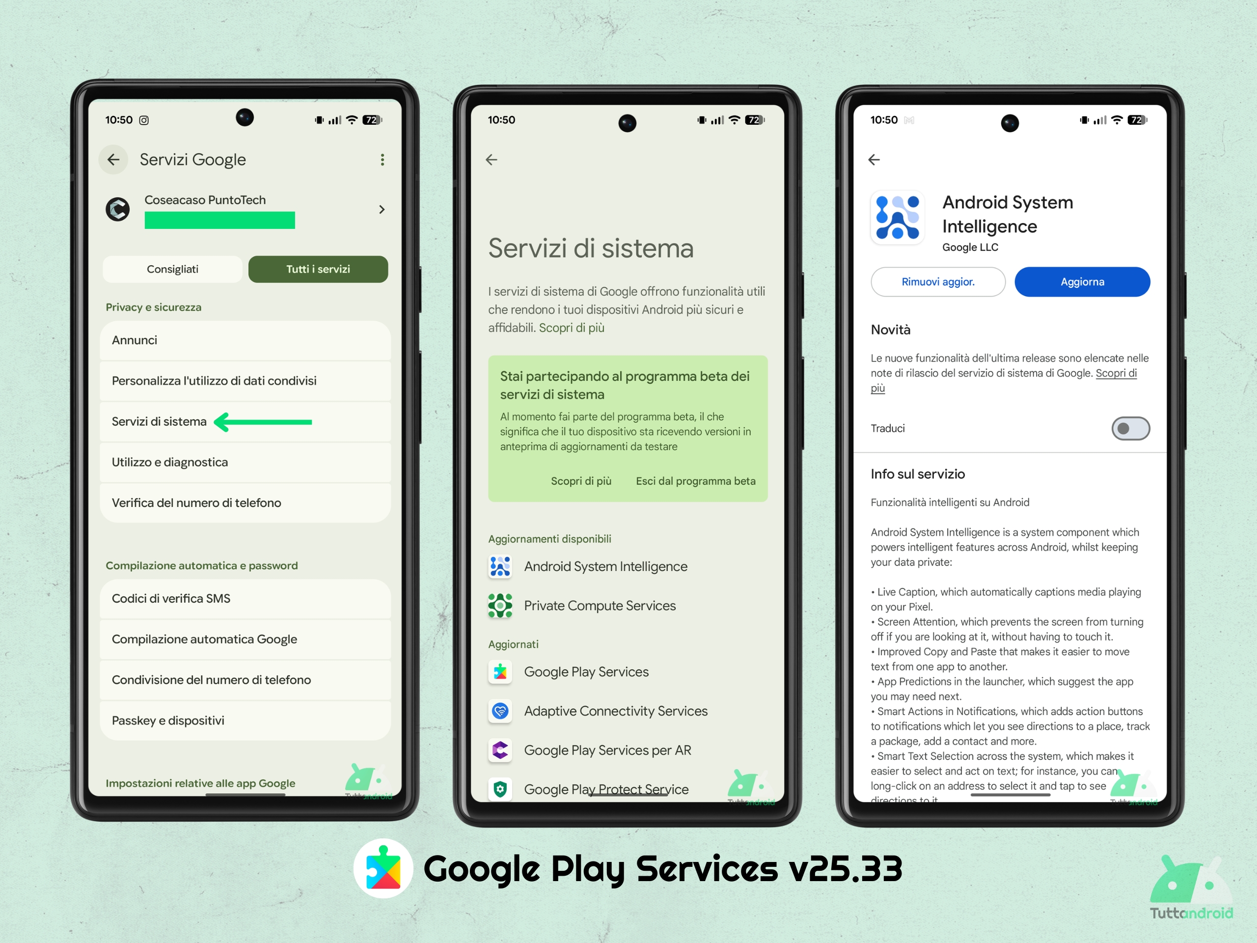 Google Play Services v25.33 - Nuova sezione Servizi di sistema