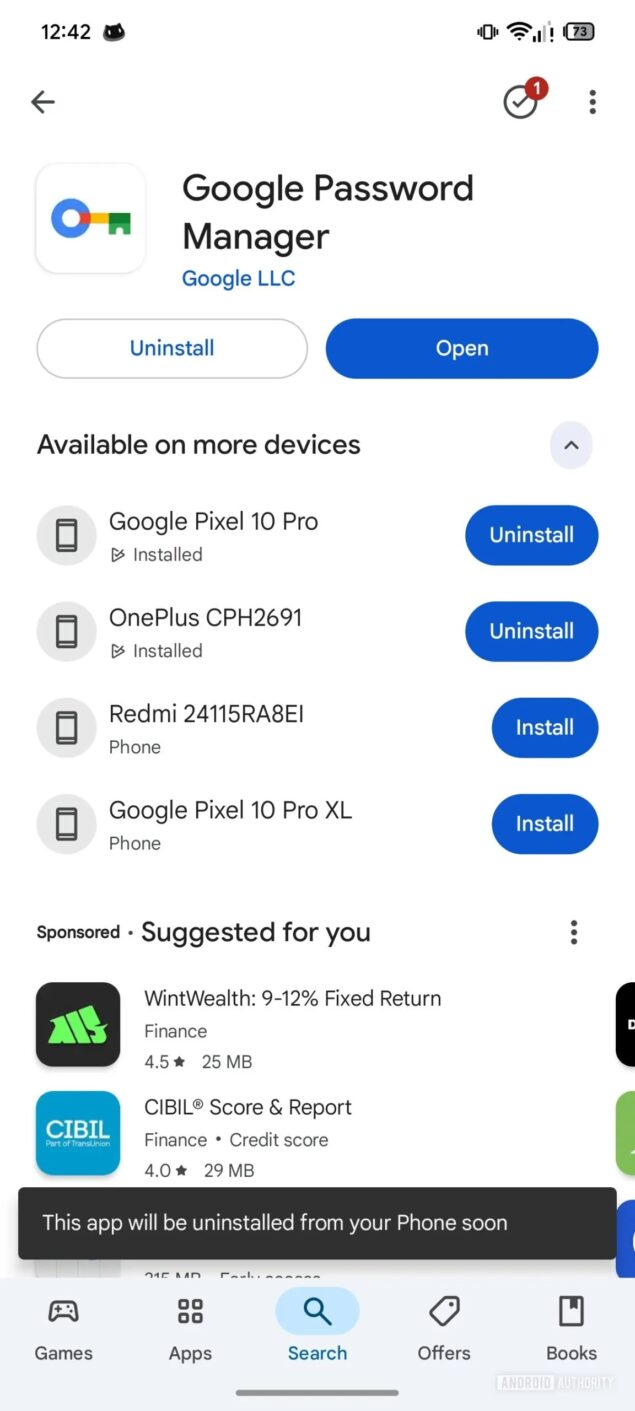 google play store pulsante disinstallazione remota