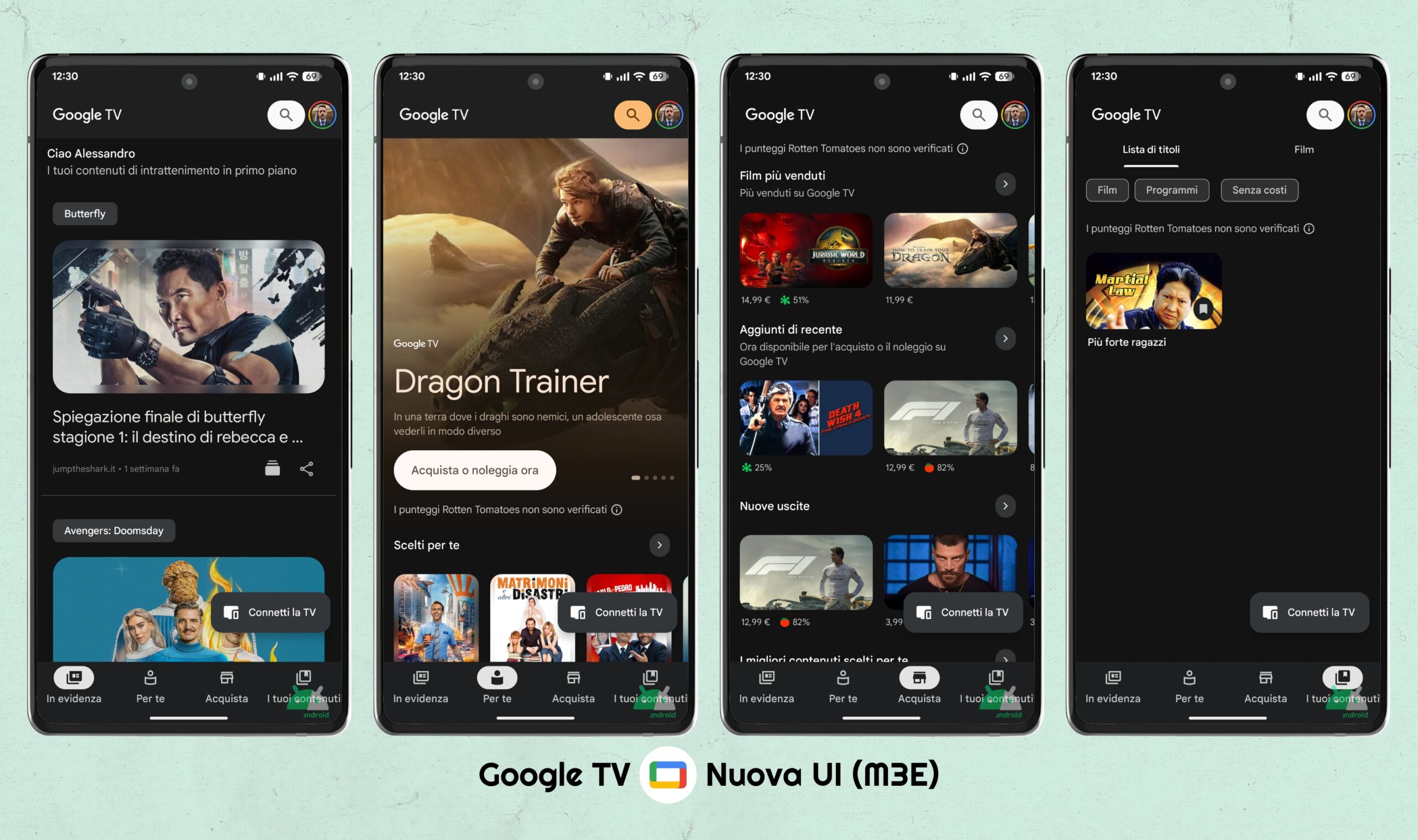 Google TV v4.39.3507 - UI M3E panoramica